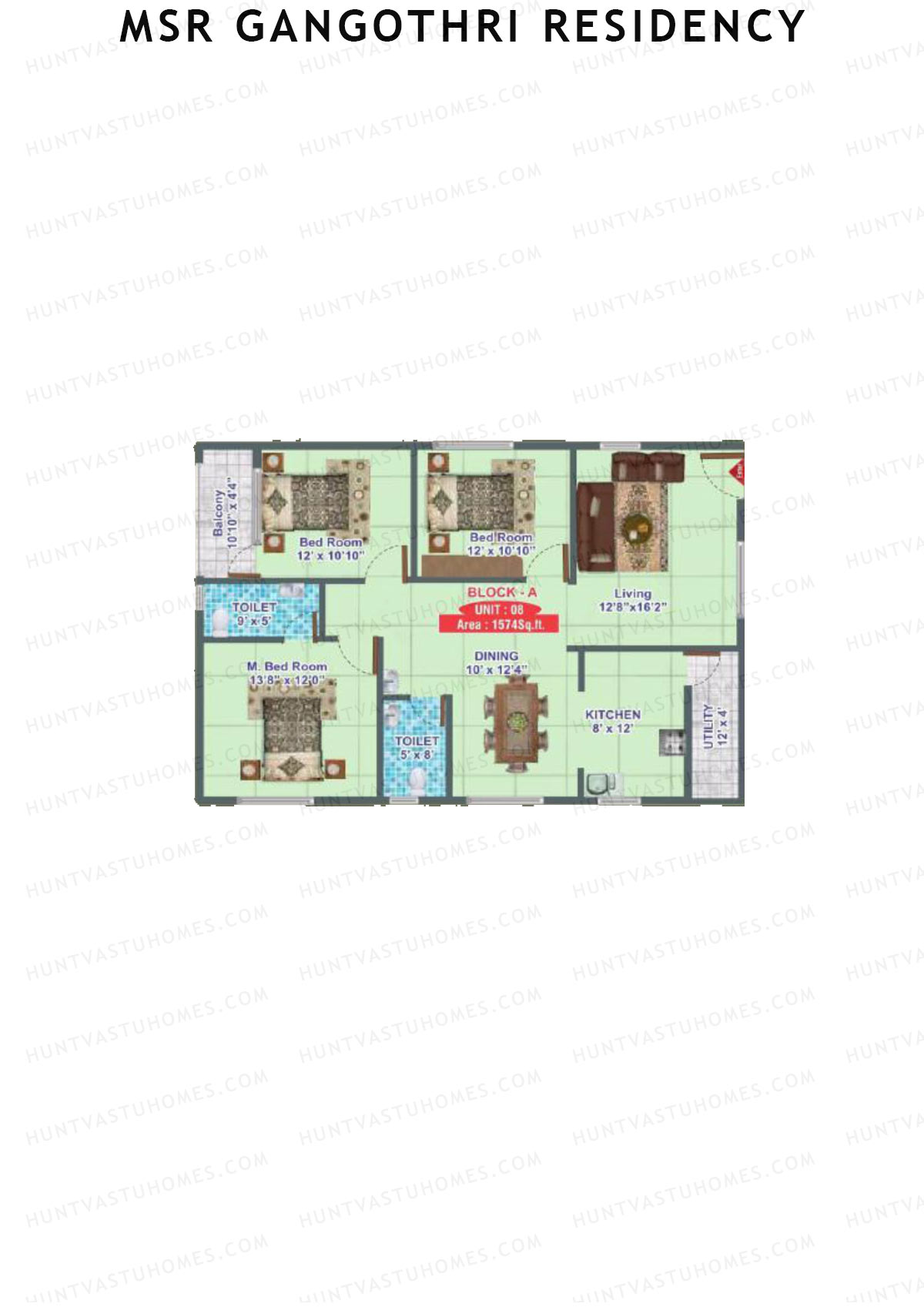 MSR Gangothri Residency Block B Unit 6 Floor Plan