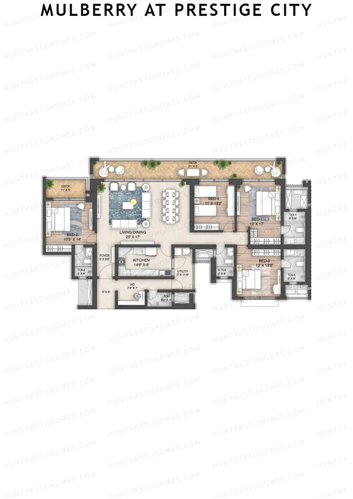 Mulberry at Prestige City Tower A1 Unit 3 Floor Plan