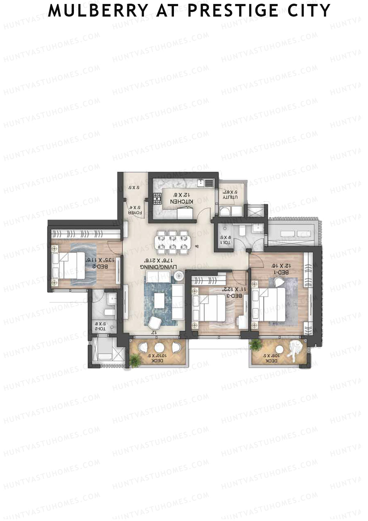 Mulberry at Prestige City Tower A1 Unit 4 Floor Plan
