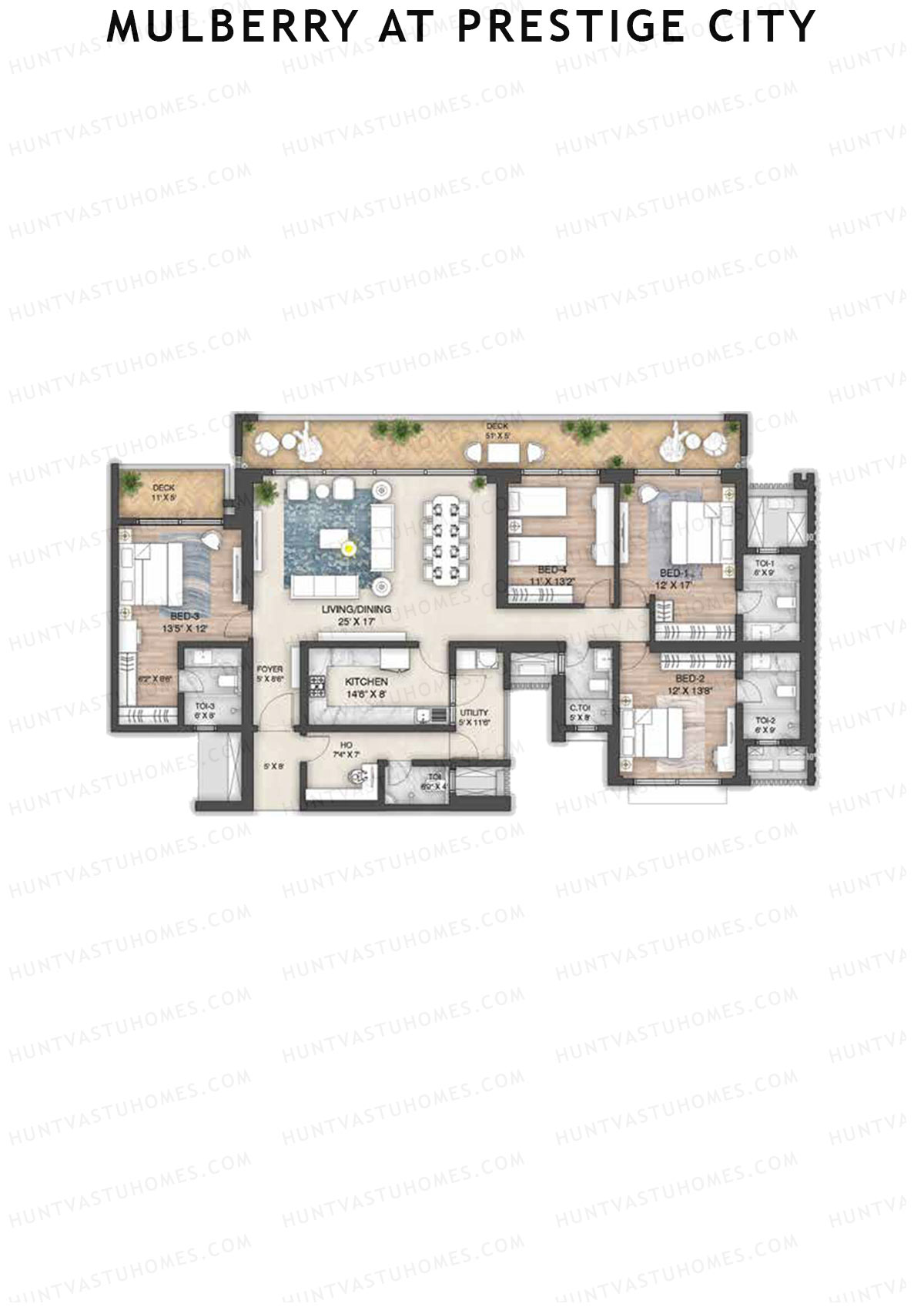 Mulberry at Prestige City Tower A5 Unit 3 Floor Plan