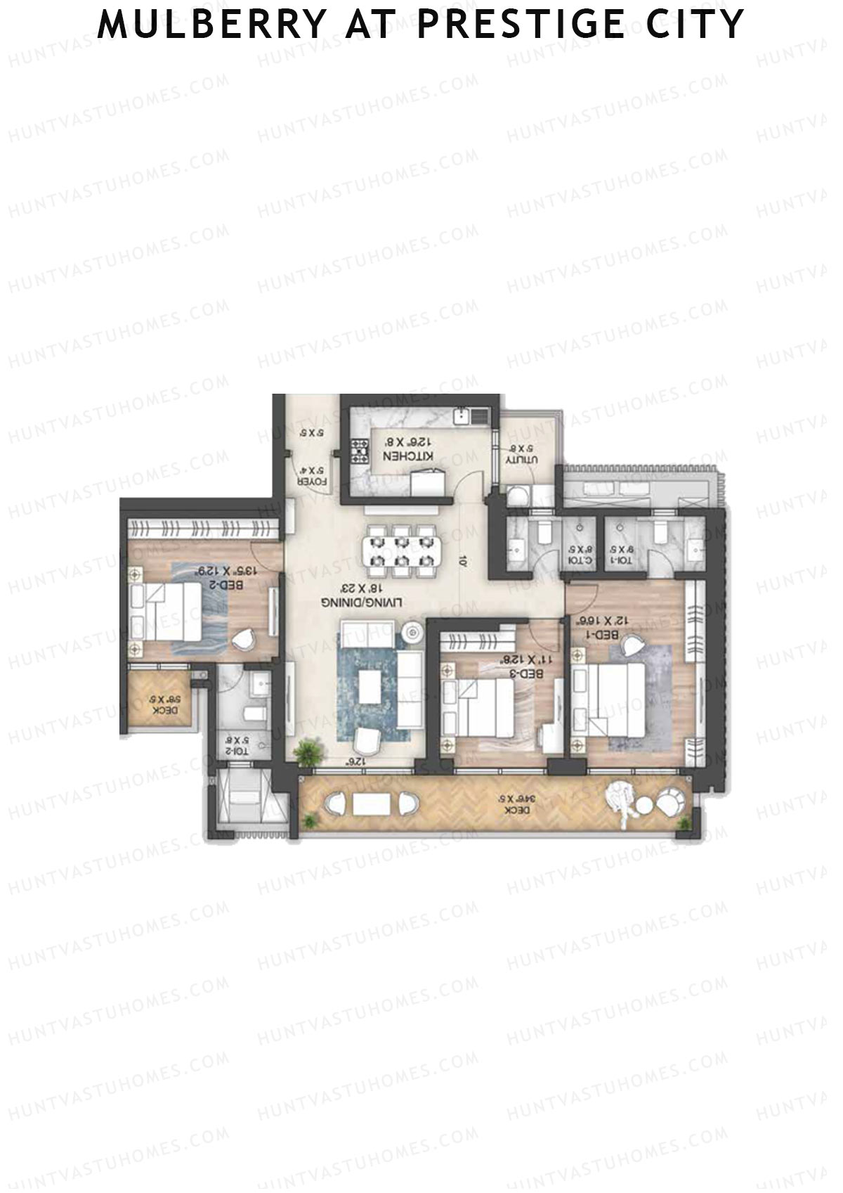 Mulberry at Prestige City Tower A5 Unit 4 Floor Plan