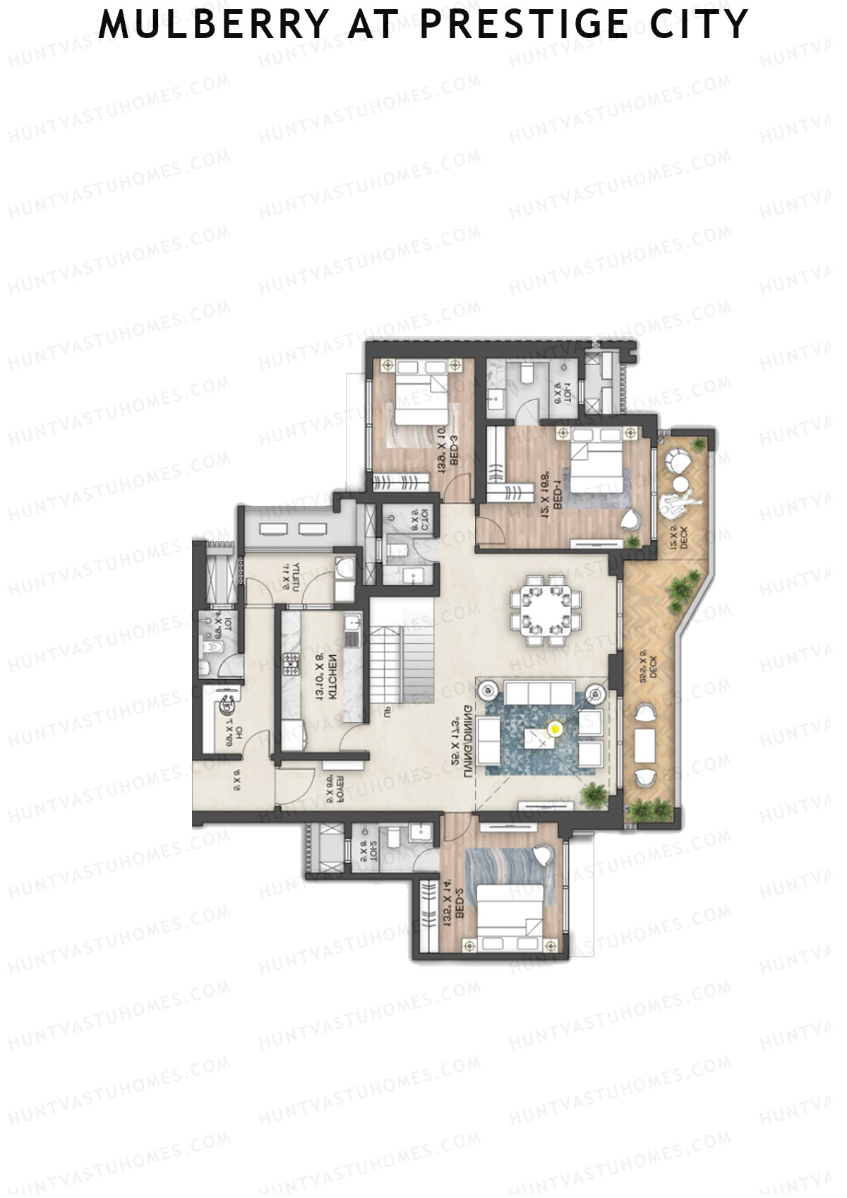 Mulberry at Prestige City Tower F1 Unit 2 (Penthouse) Floor Plan