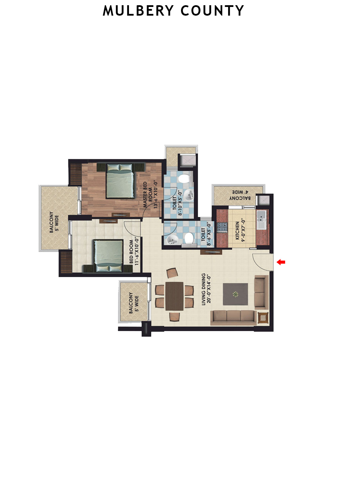 Mulbery County Tower A Unit 2 Floor Plan