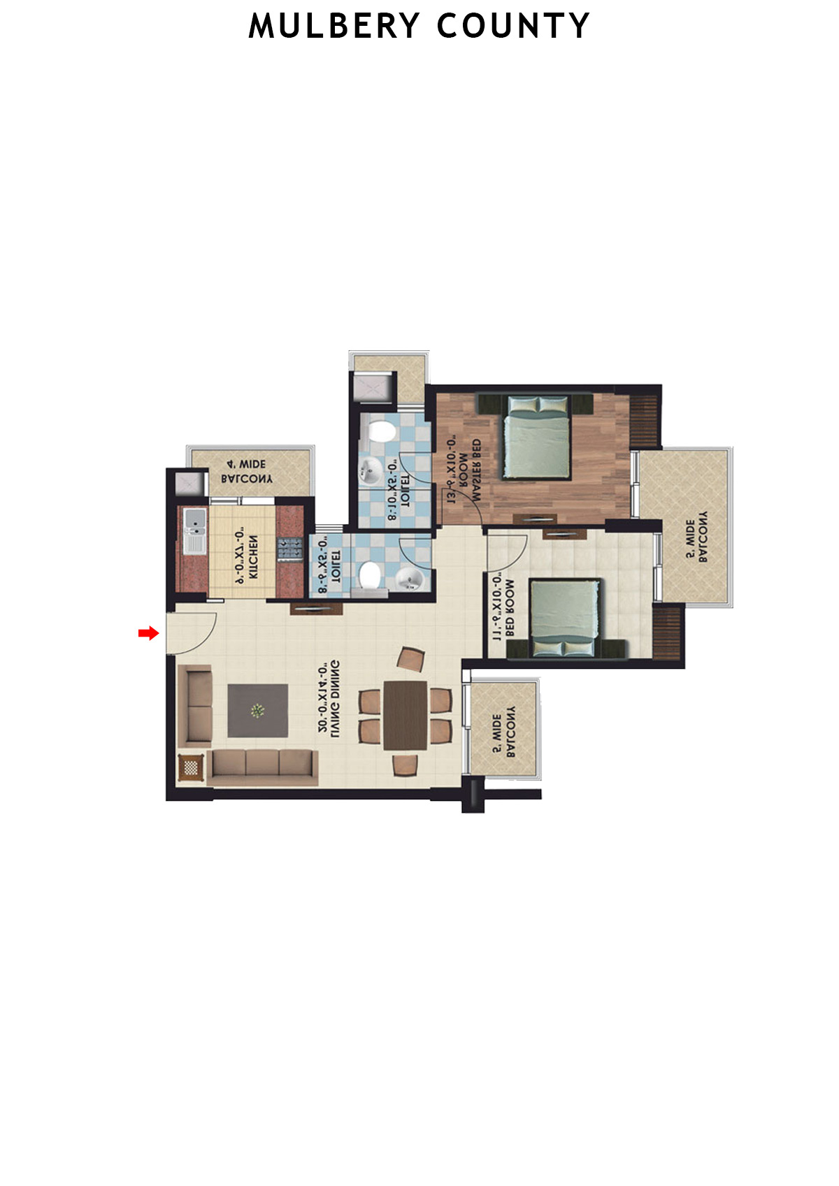 Mulbery County Tower A Unit 3 Floor Plan