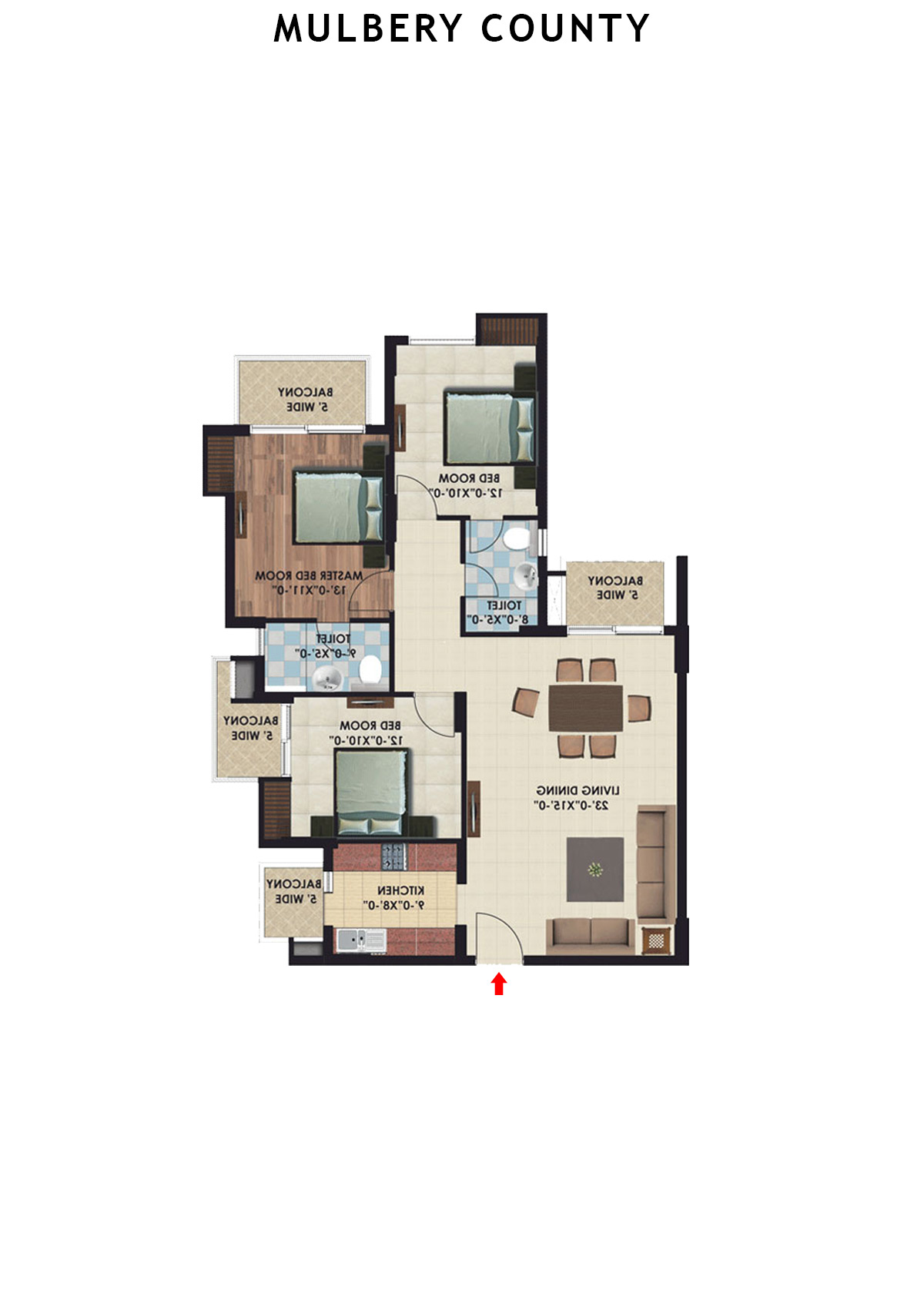 Mulbery County Tower B Unit 1 Floor Plan