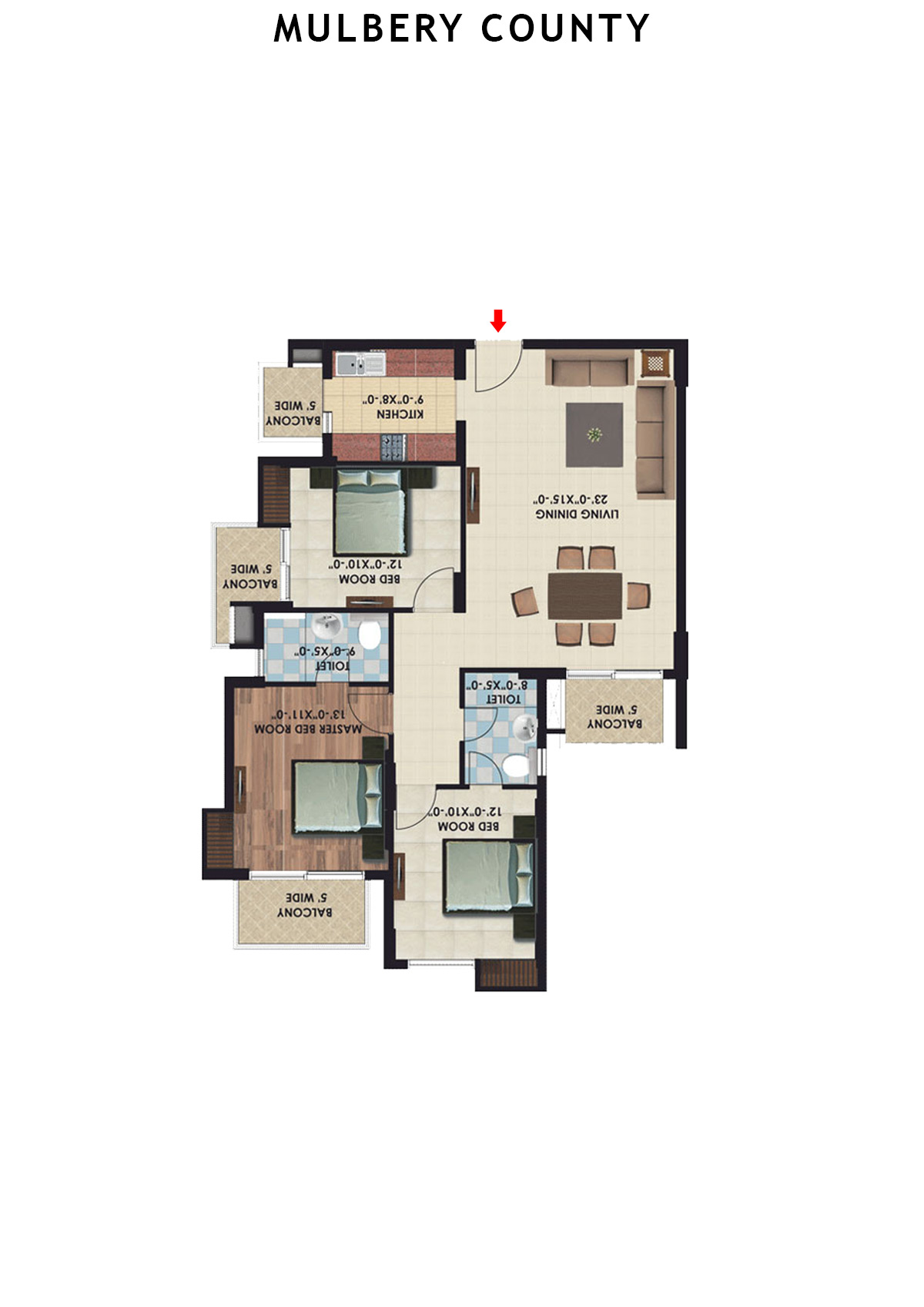 Mulbery County Tower B Unit 4 Floor Plan