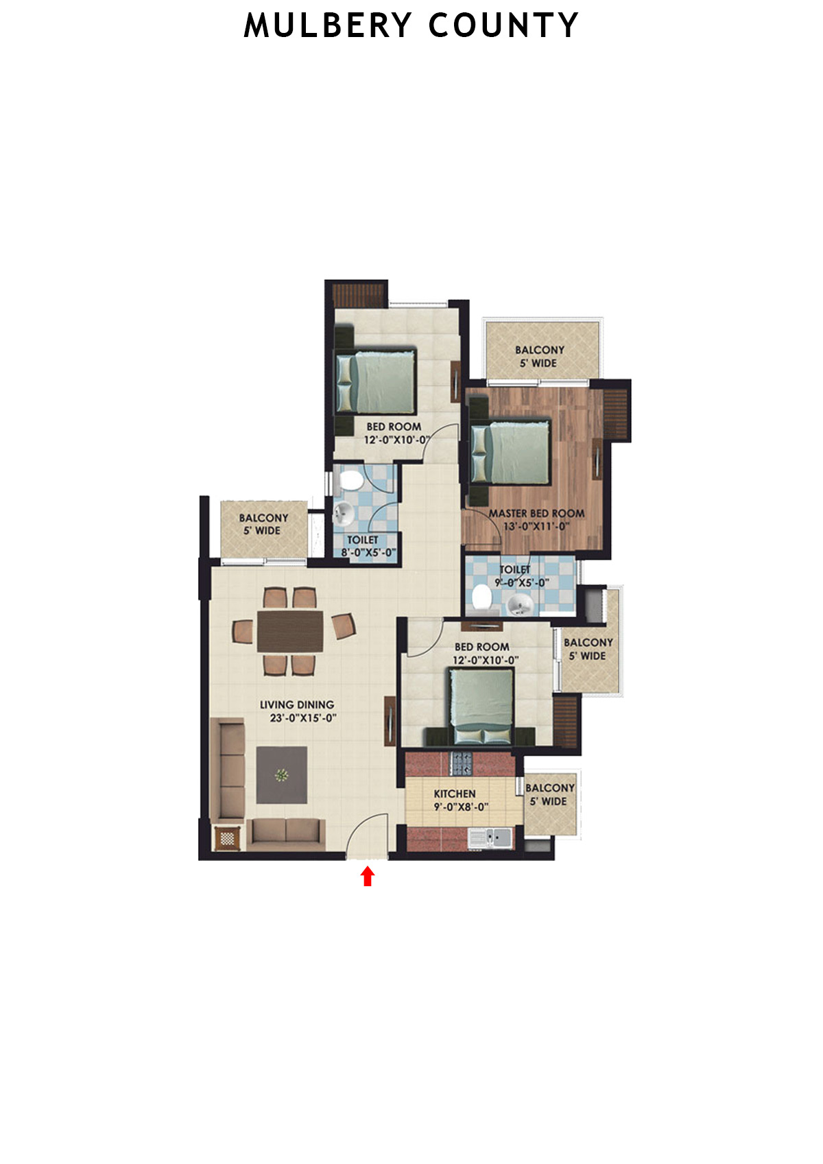 Mulbery County Tower B Unit 6 Floor Plan