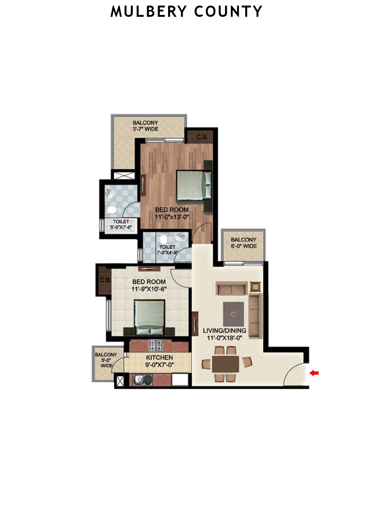 Mulbery County Tower C Unit 1 Floor Plan