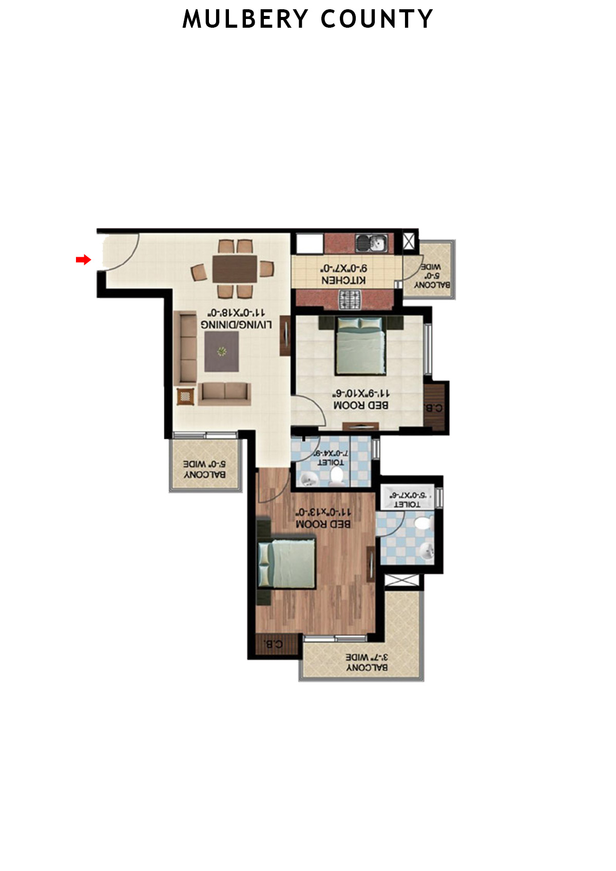 Mulbery County Tower C Unit 7 Floor Plan