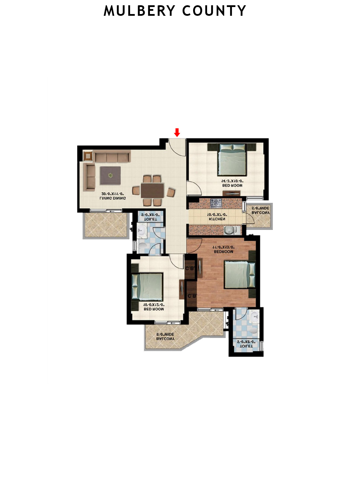 Mulbery County Tower F Unit 2 Floor Plan