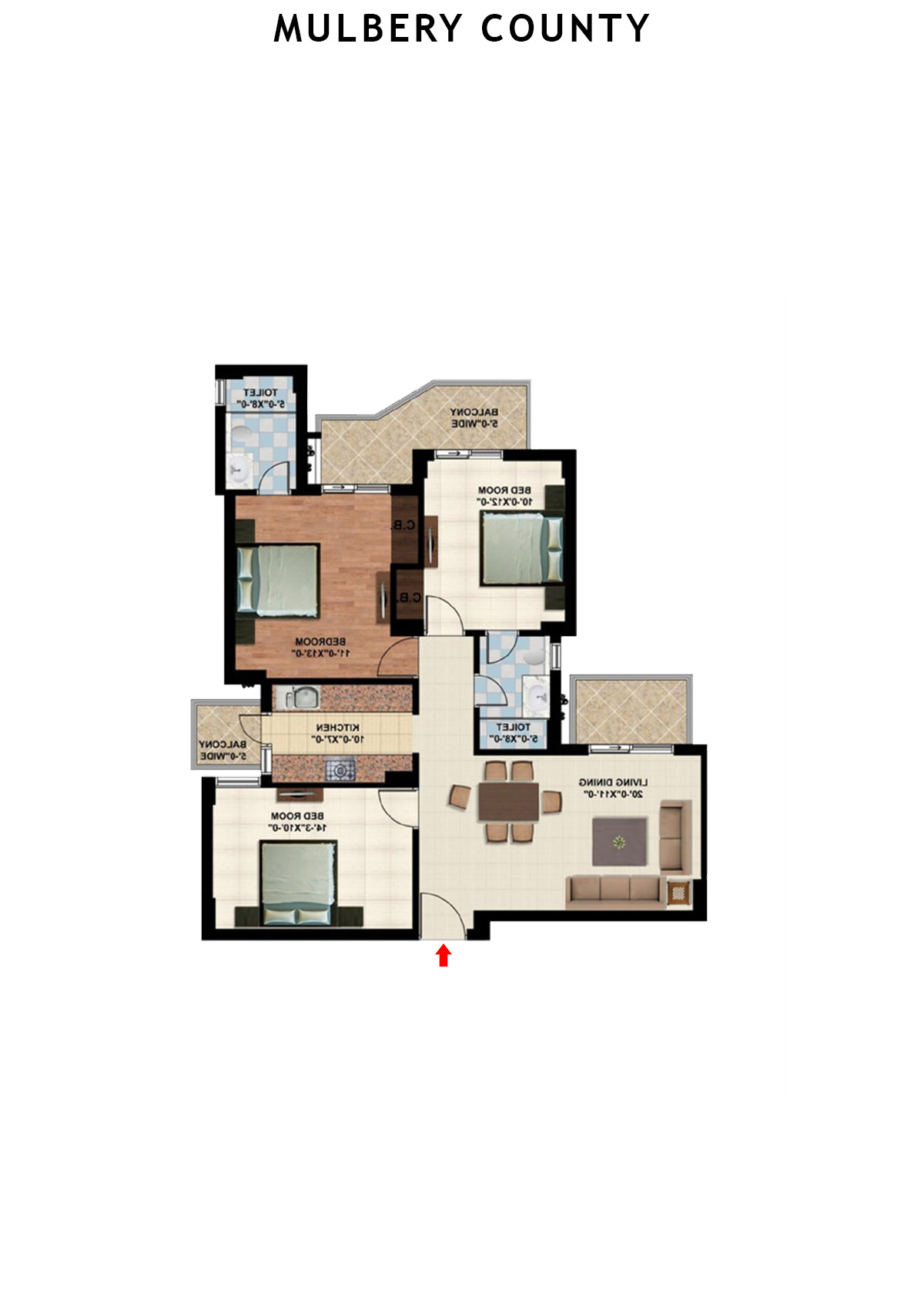 Mulbery County Tower F Unit 7 Floor Plan