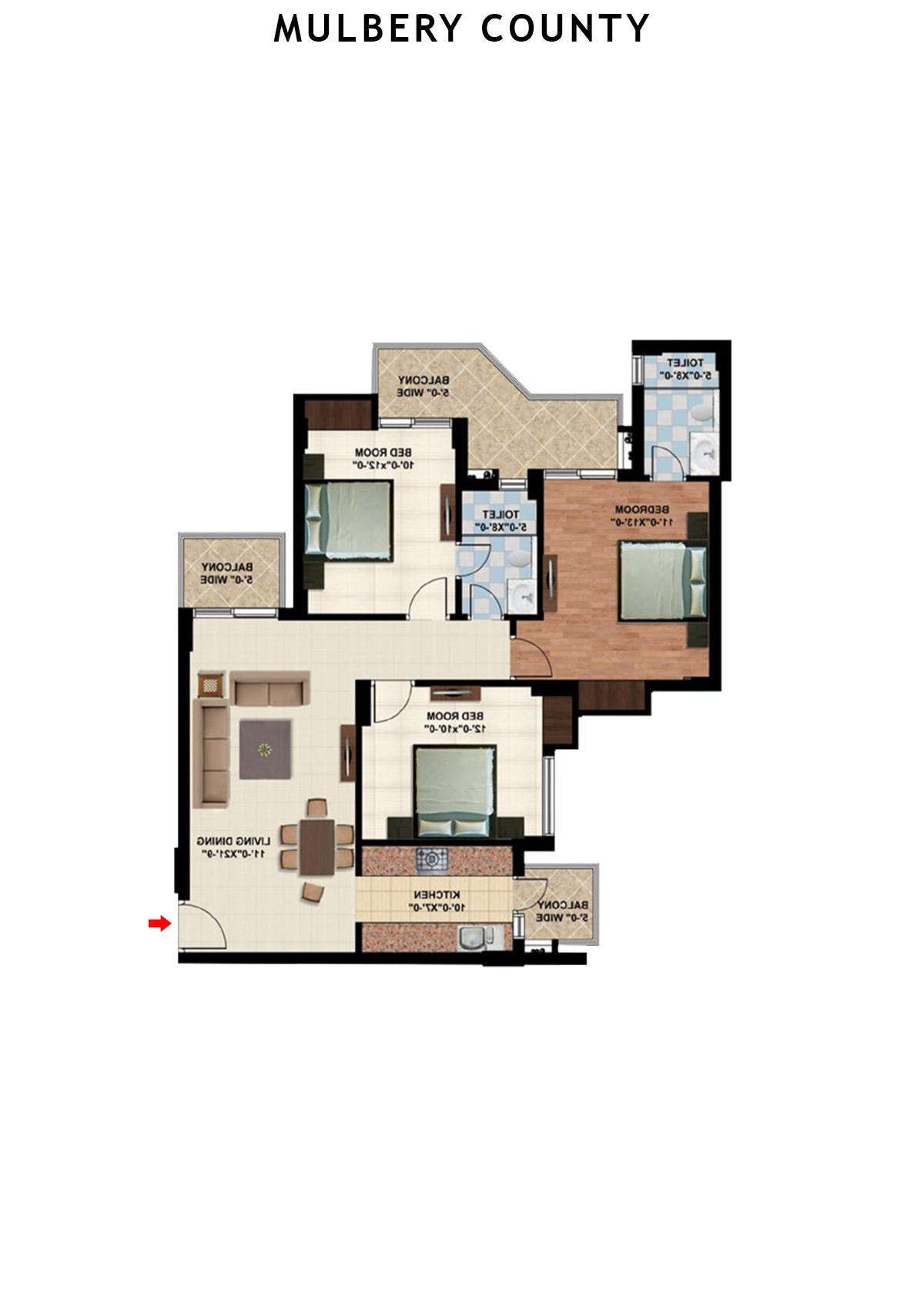 Mulbery County Tower F Unit 4 Floor Plan