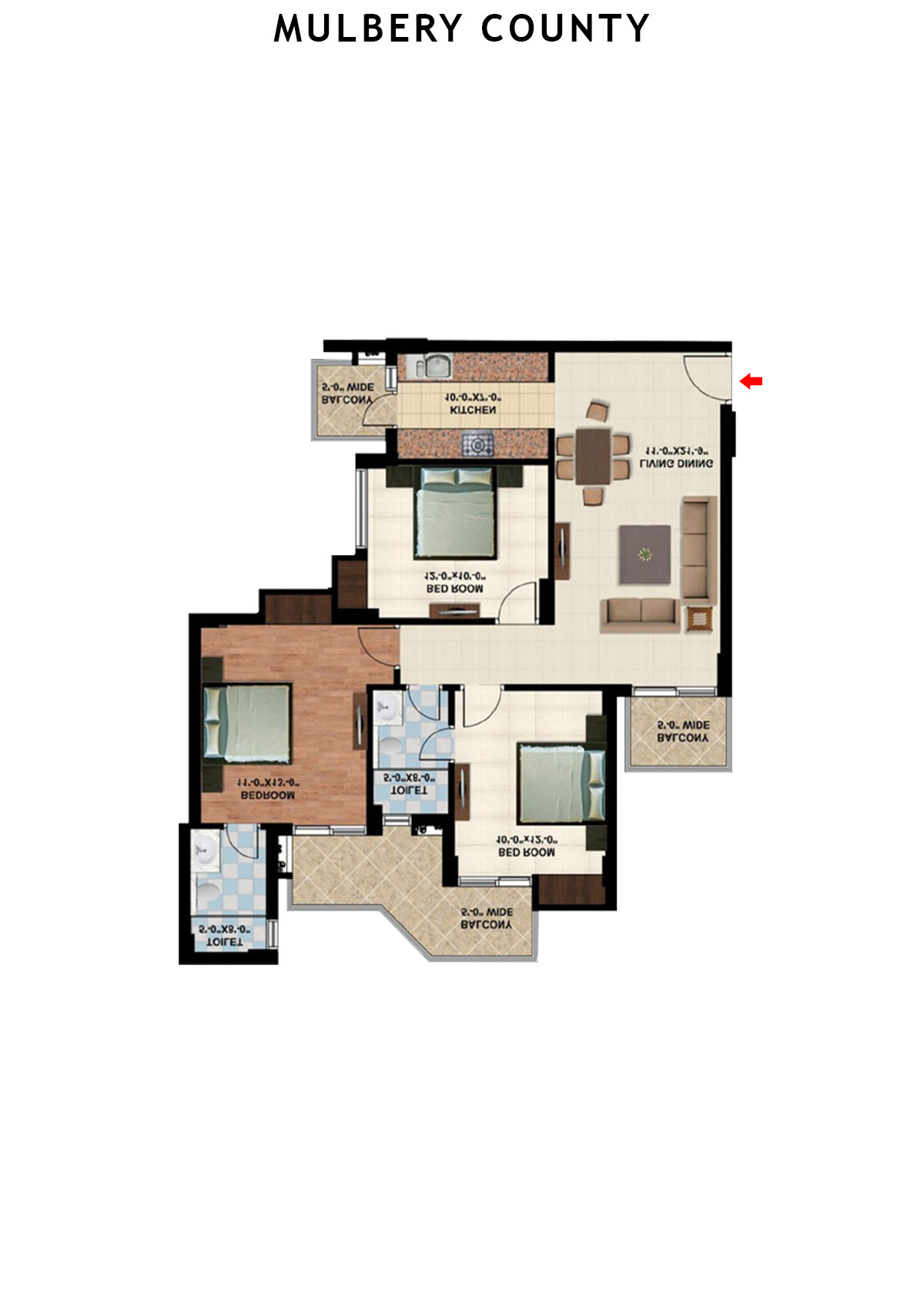 Mulbery County Tower F Unit 6 Floor Plan