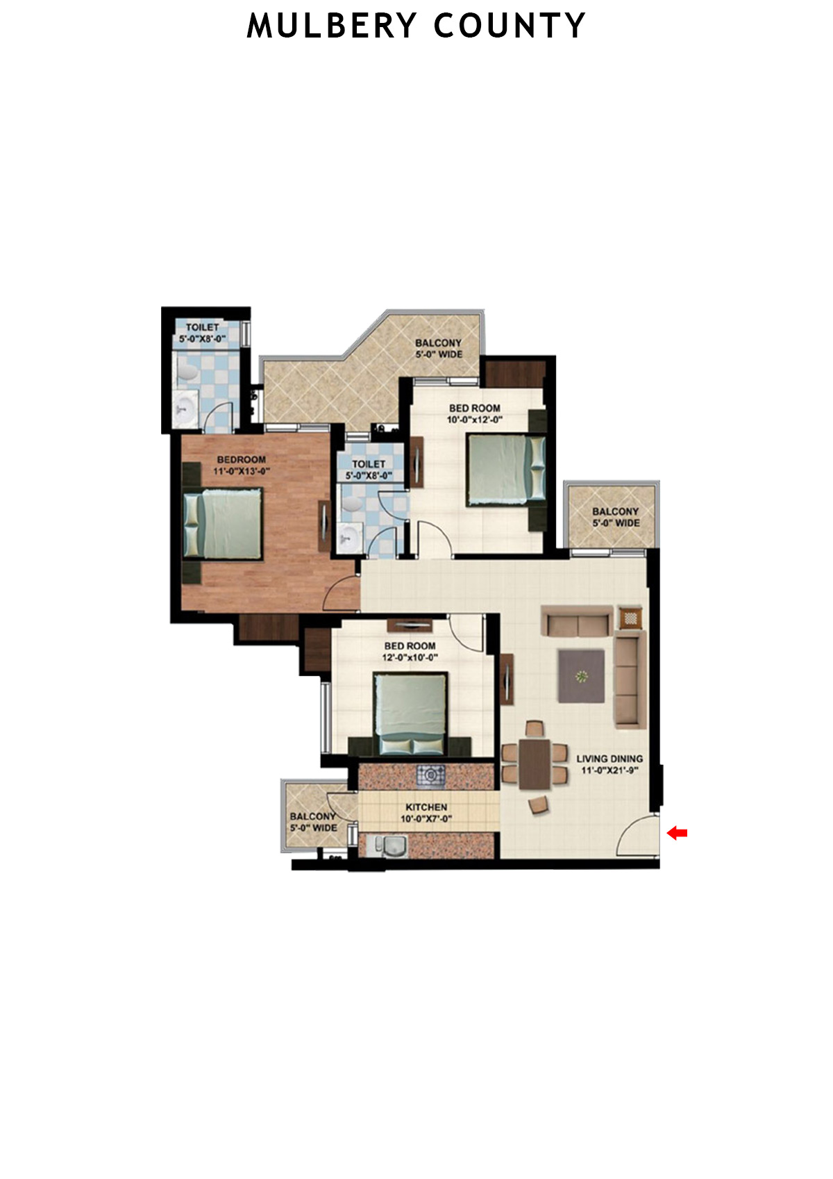 Mulbery County Tower F Unit 7 Floor Plan