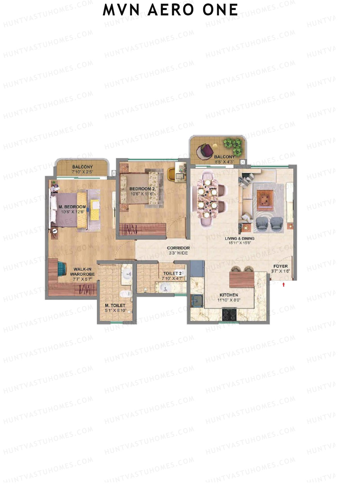 MVN Aero One Tower 1 Unit D Floor Plan