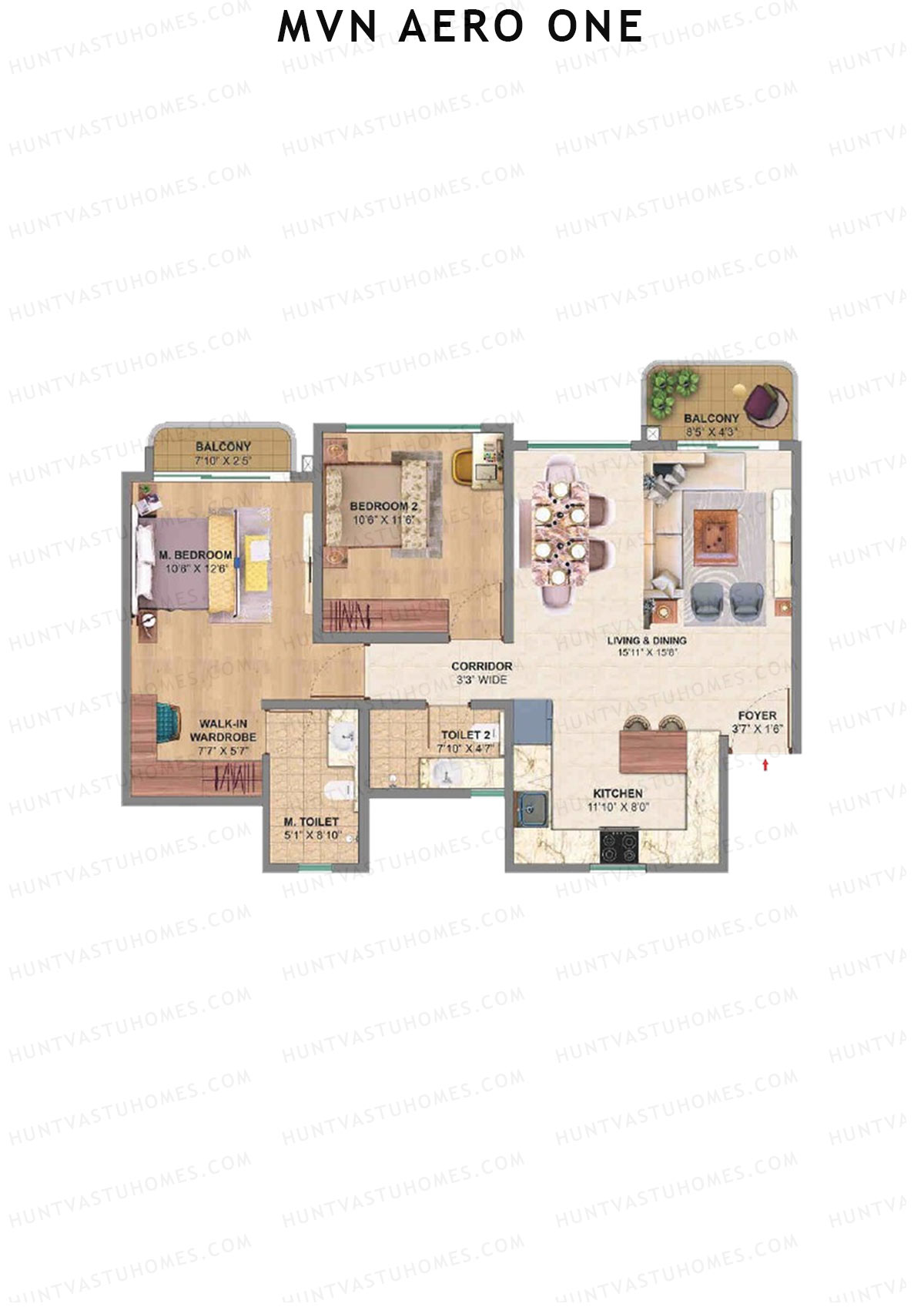 MVN Aero One Tower 2 Unit D Floor Plan