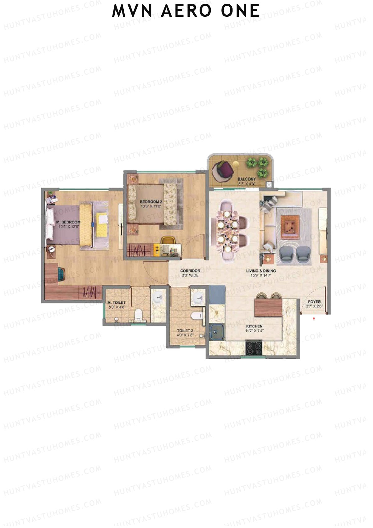 MVN Aero One Tower 3 Unit D Floor Plan