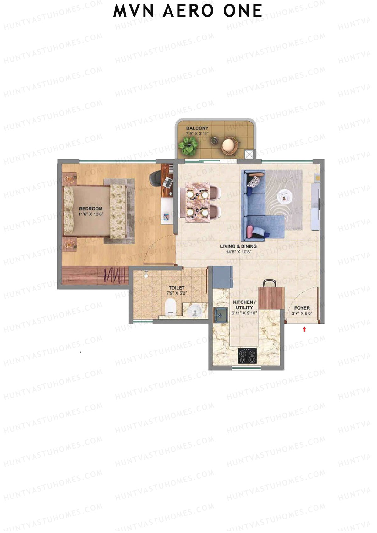 MVN Aero One Tower 4 Unit D Floor Plan