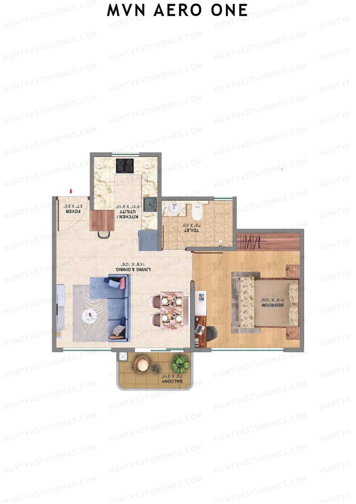 MVN Aero One Tower 5 Unit B Floor Plan