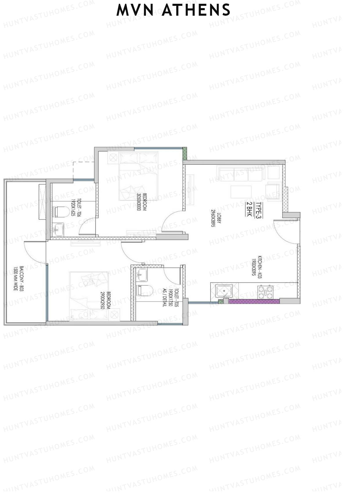 MVN Athens Tower A1 Unit 3 (Type 3) Floor Plan