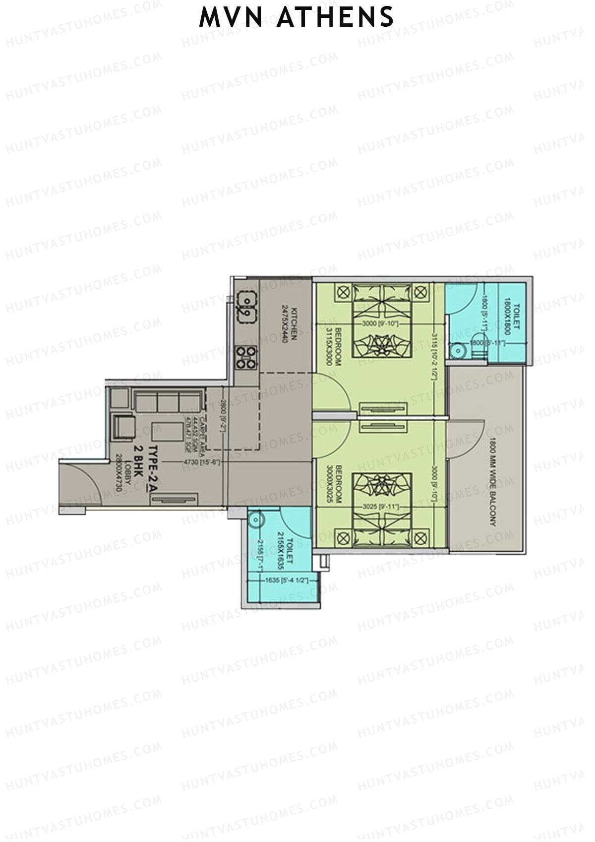 MVN Athens Tower A1 Unit 6 (Type 2A) Floor Plan