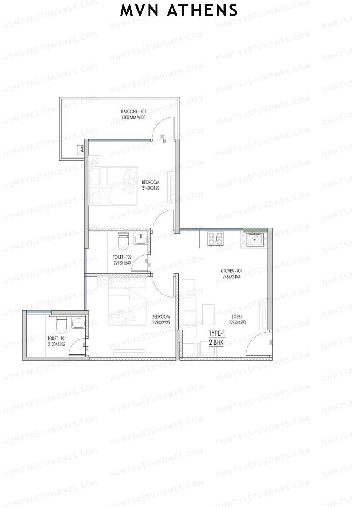 MVN Athens Tower A2 Unit 1 (Type 1) Floor Plan