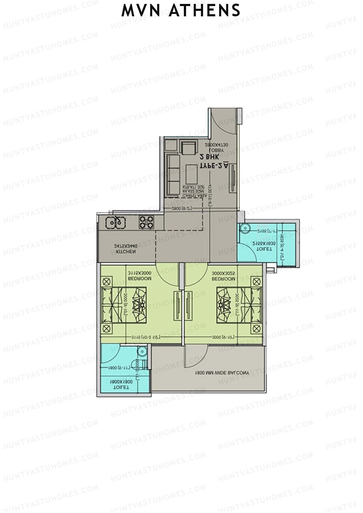MVN Athens Tower A2 Unit 7 (Type 2A) Floor Plan