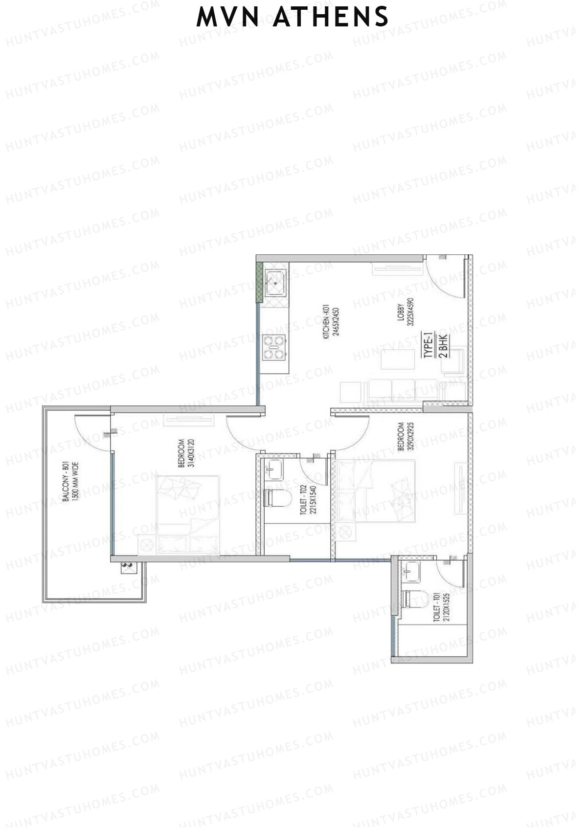 MVN Athens Tower B1 Unit 1 (Type 1A1) Floor Plan