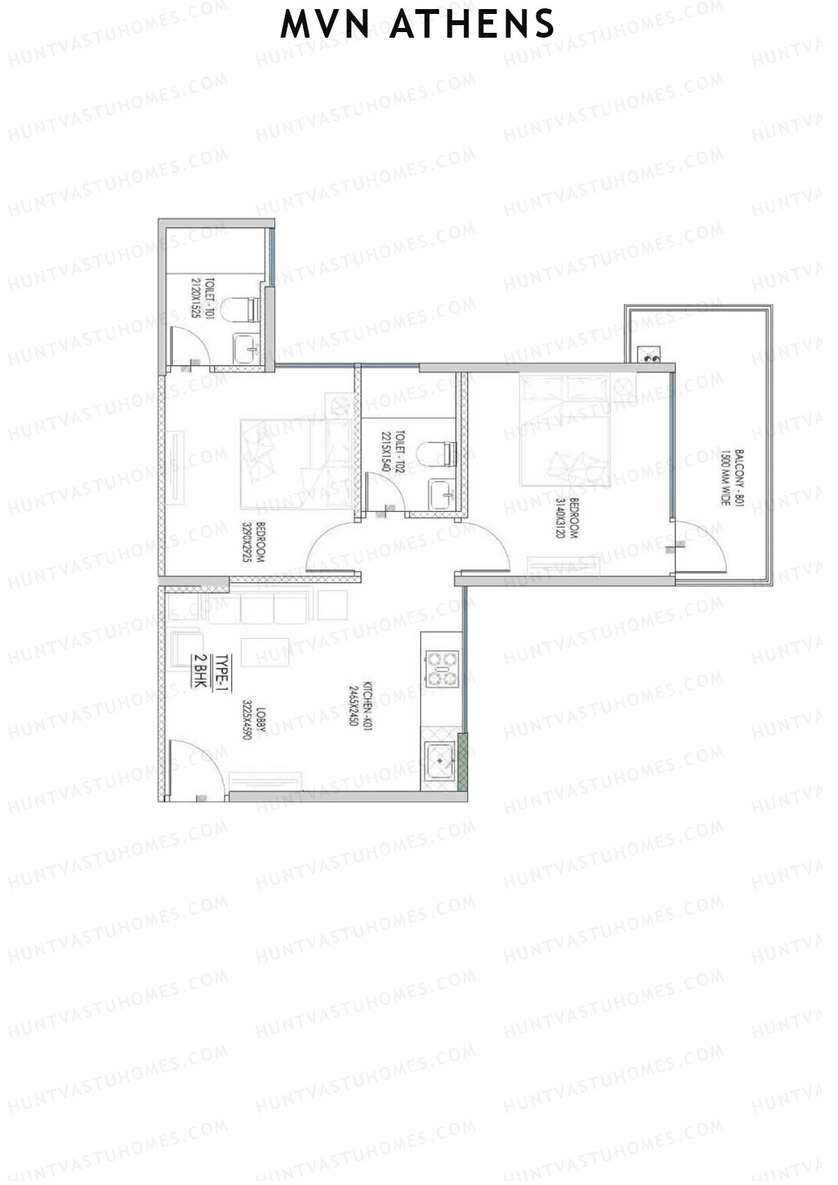 MVN Athens Tower B1 Unit 5 (Type 1) Floor Plan