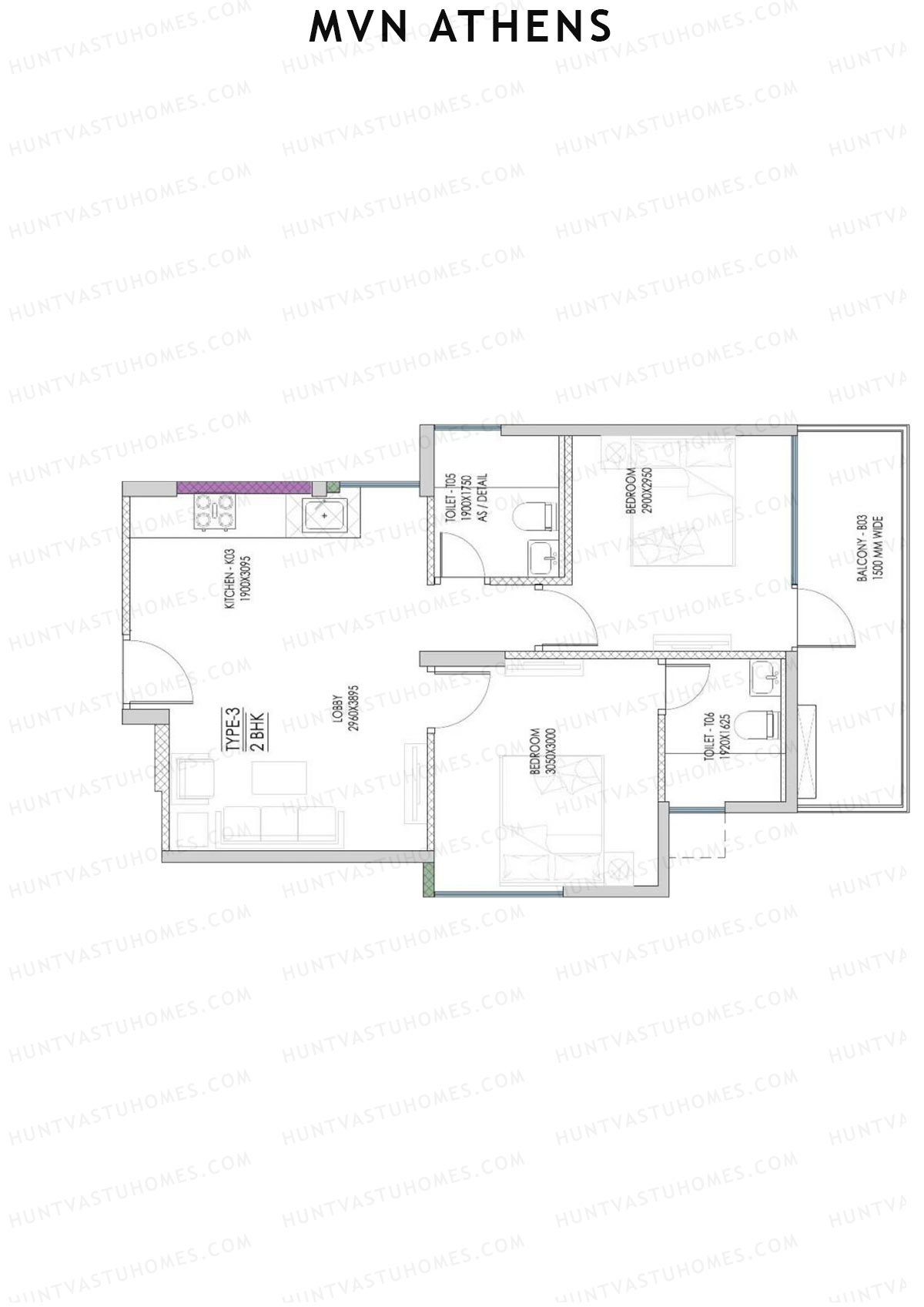 MVN Athens Tower B2 Unit 3 (Type 3) Floor Plan