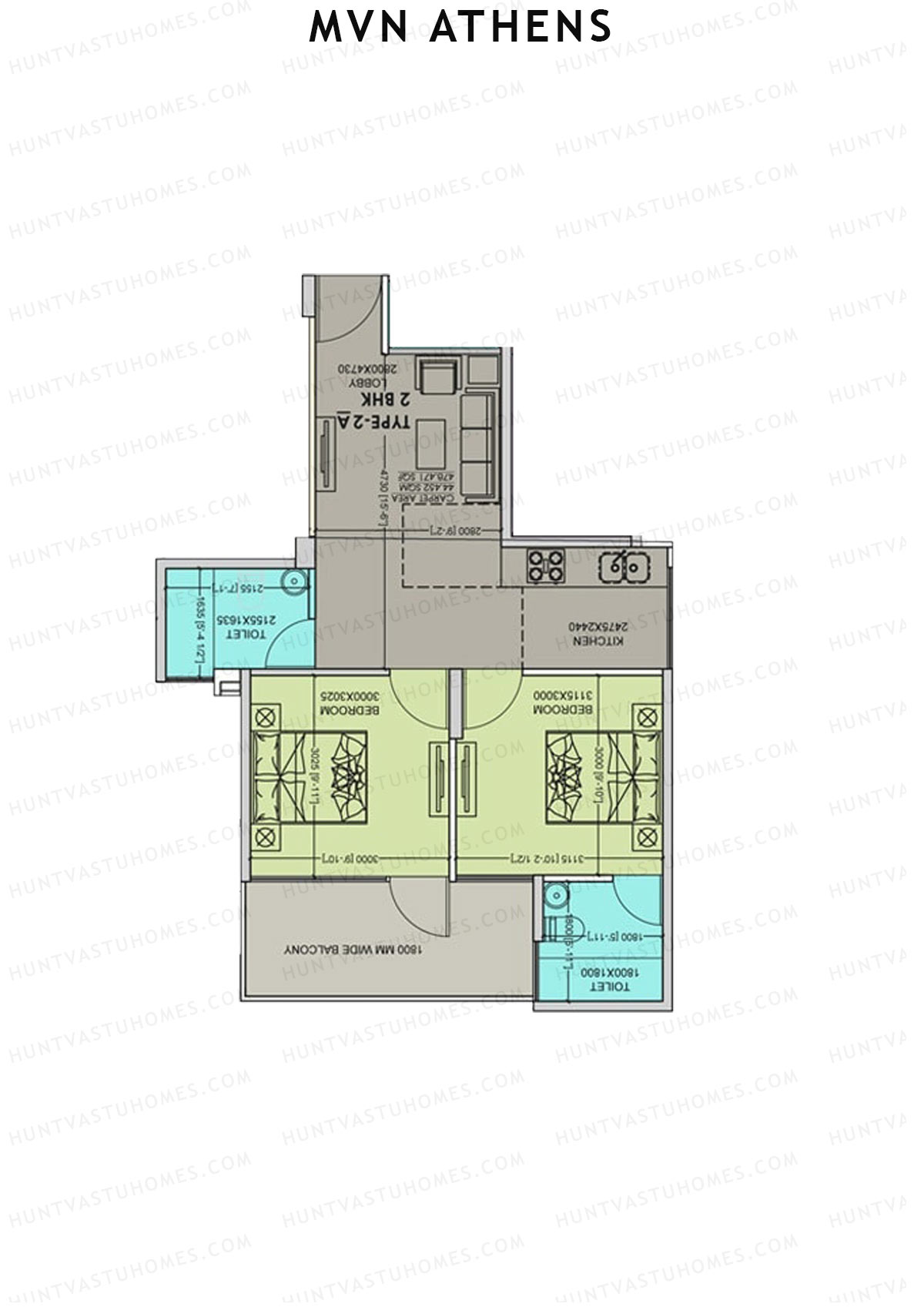 MVN Athens Tower B3 Unit 6 (Type 2A) Floor Plan