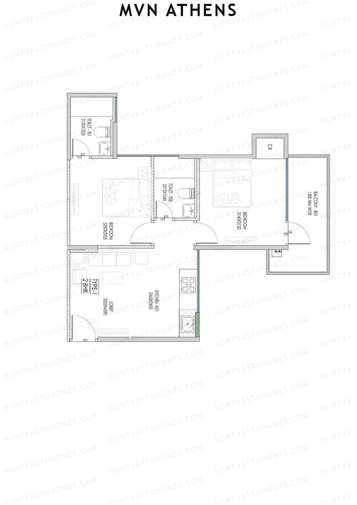 MVN Athens Tower B6 Unit 5 (Type 1B) Floor Plan