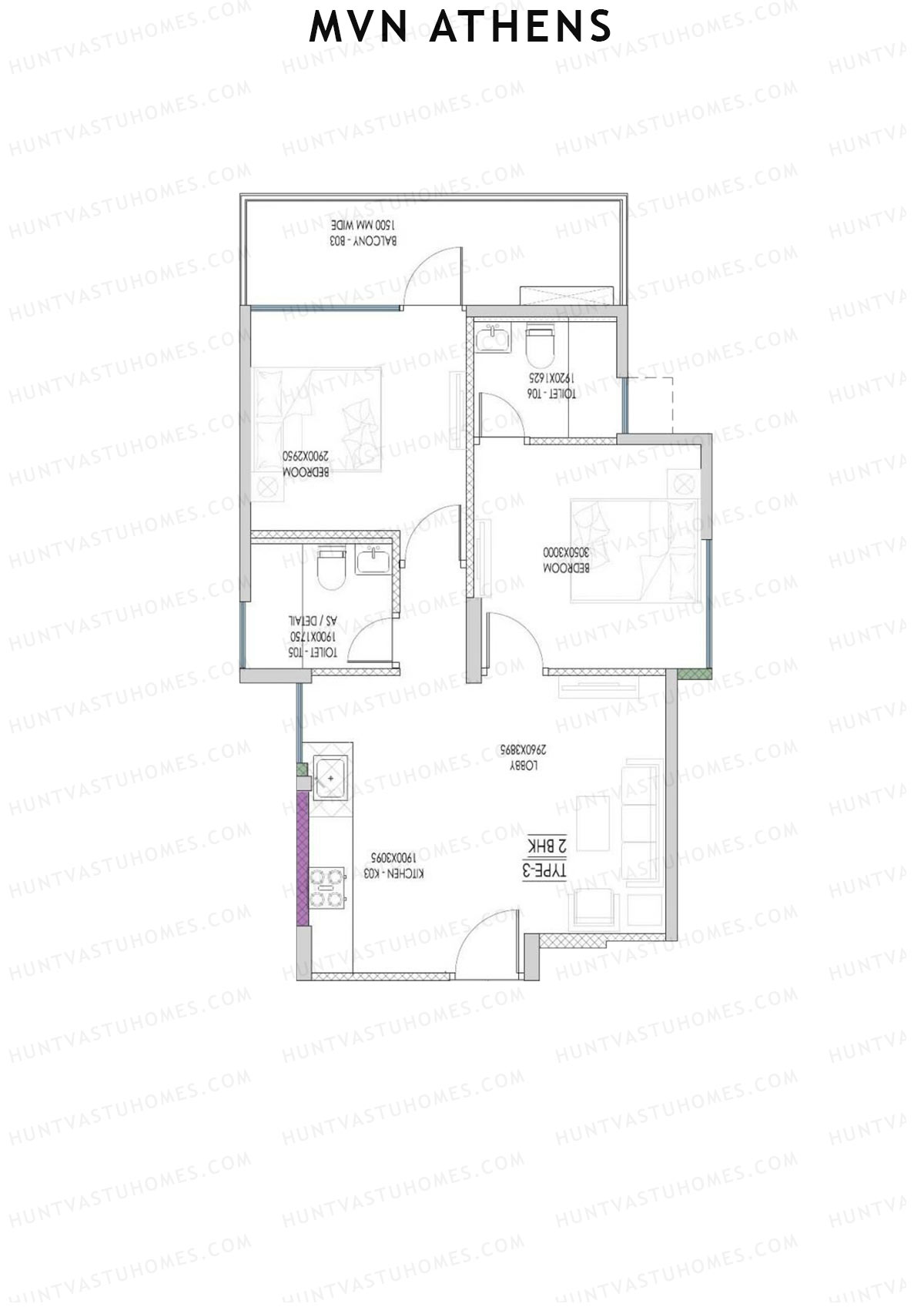 MVN Athens Tower B7 Unit 3 (Type 3) Floor Plan