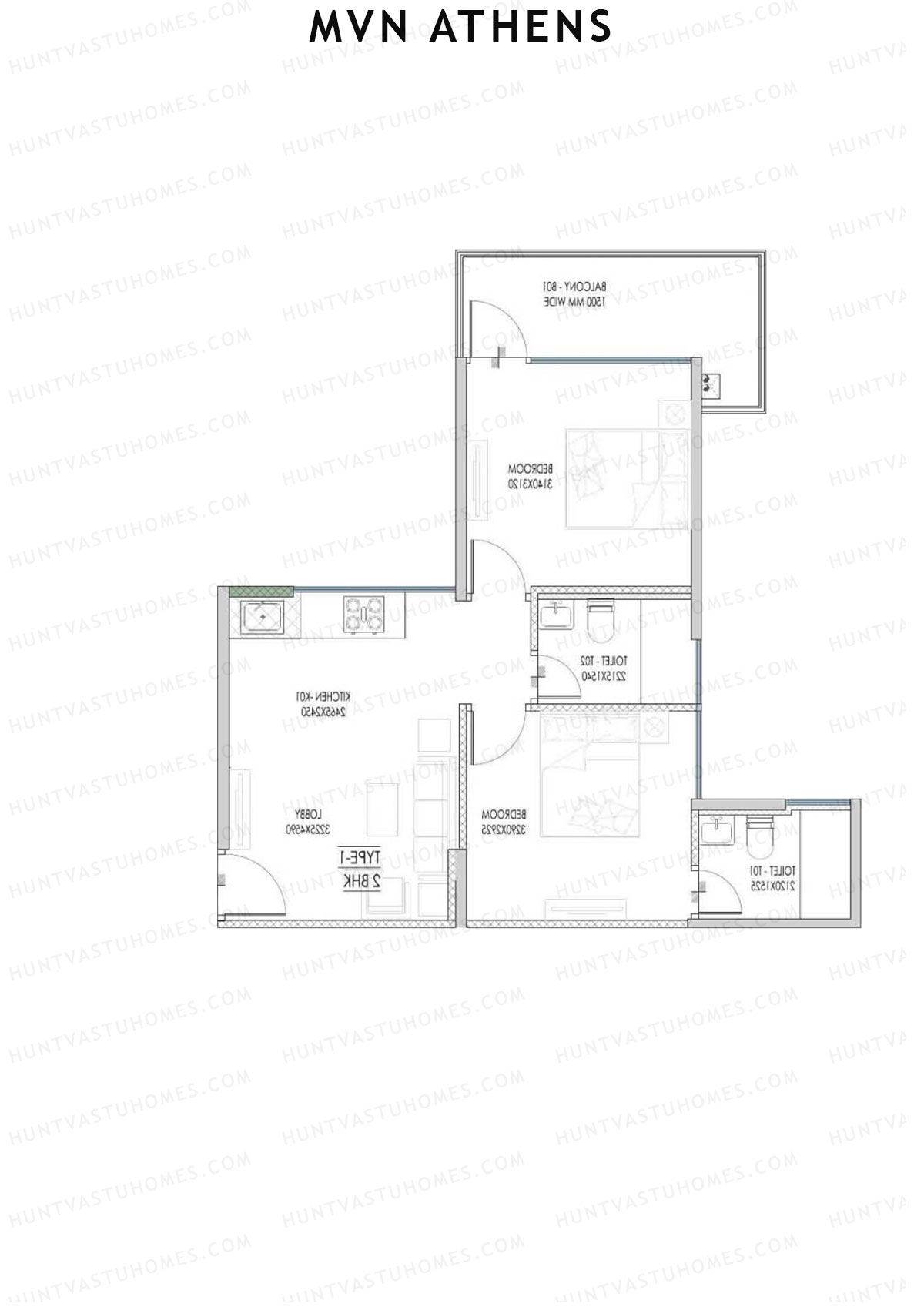 MVN Athens Tower B7 Unit 4 (Type 1) Floor Plan