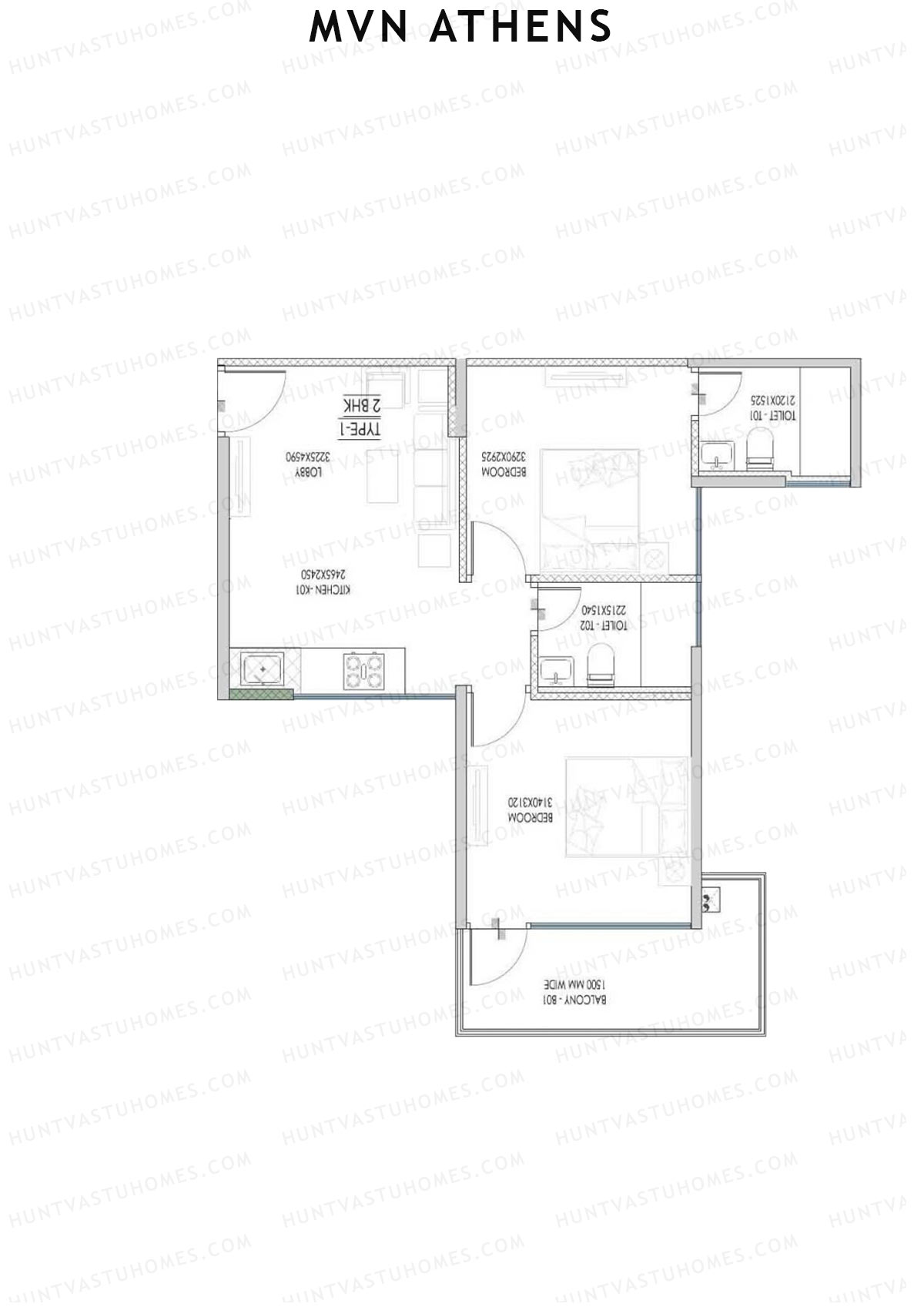 MVN Athens Tower B7 Unit 5 (Type 1) Floor Plan