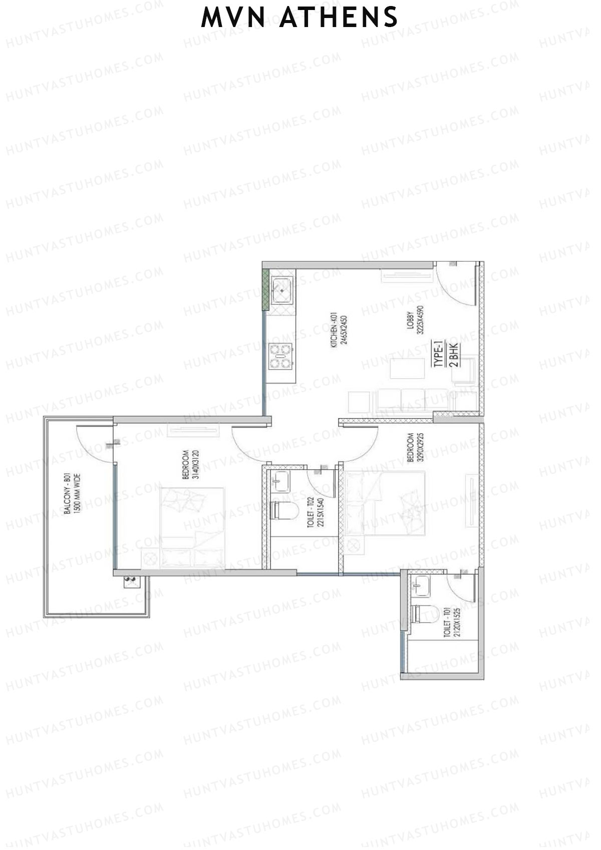 MVN Athens Tower B8 Unit 1 (Type 1A) Floor Plan