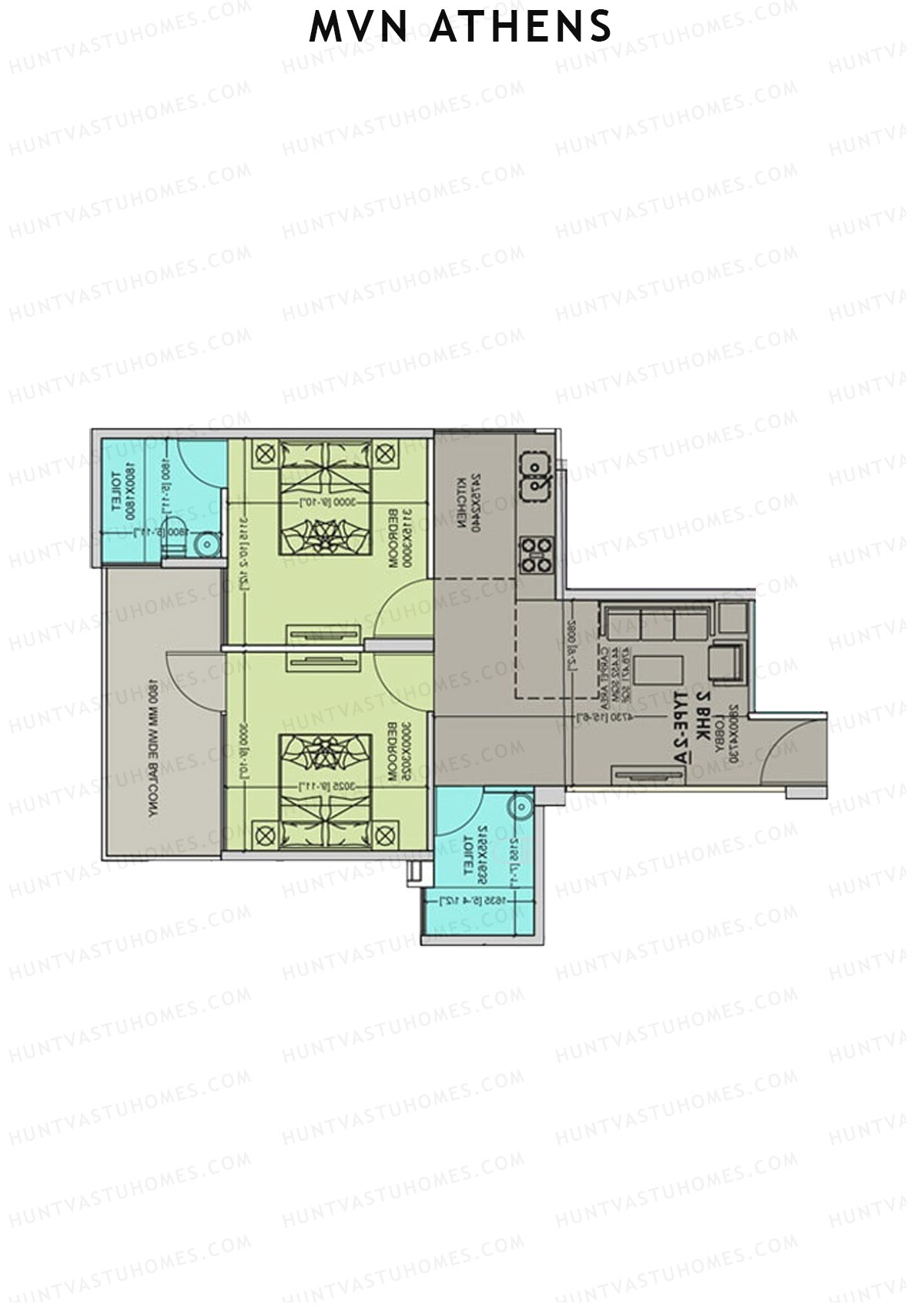 MVN Athens Tower B8 Unit 3 (Type 2A) Floor Plan