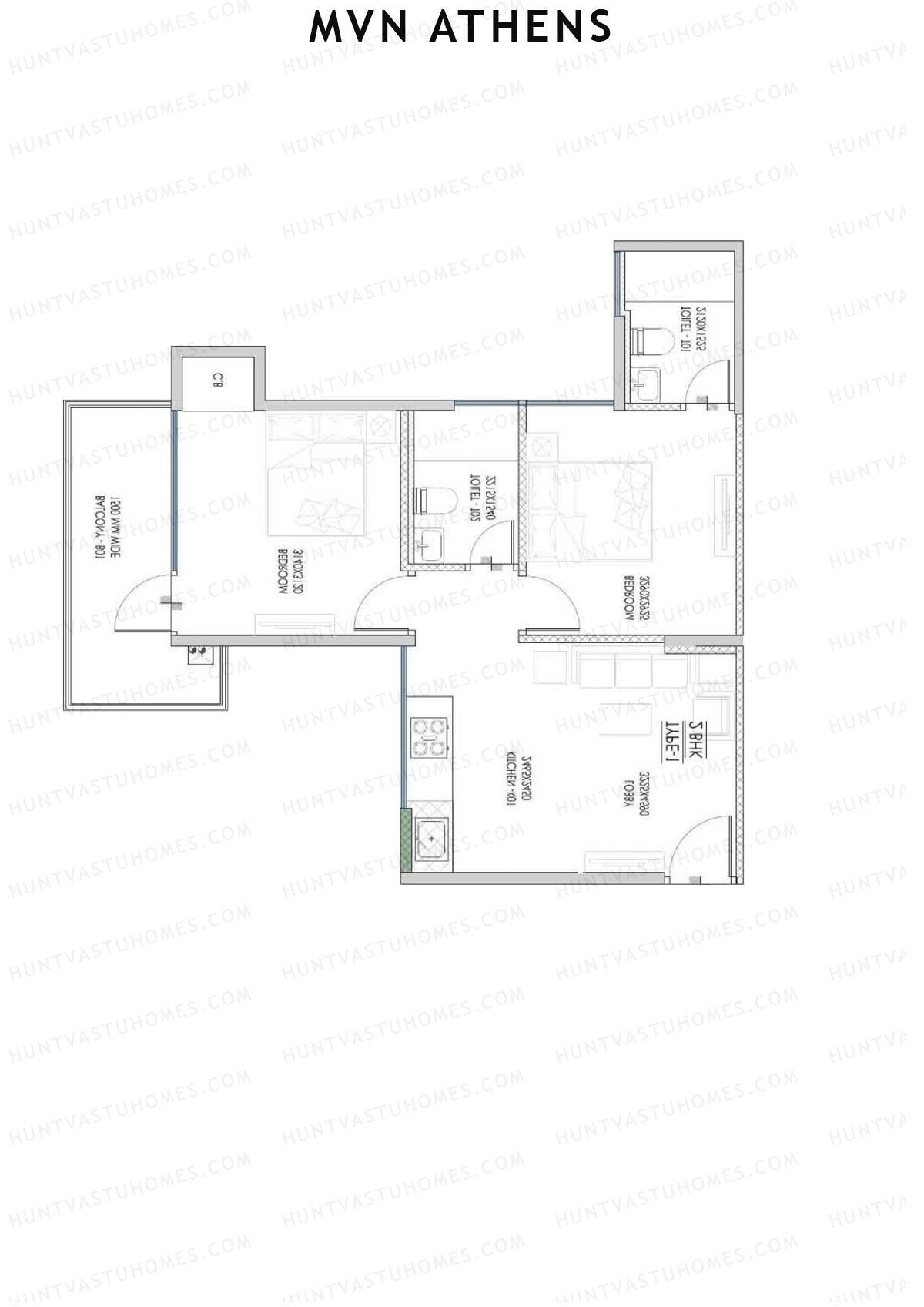 MVN Athens Tower B8 Unit 4 (Type 1B) Floor Plan