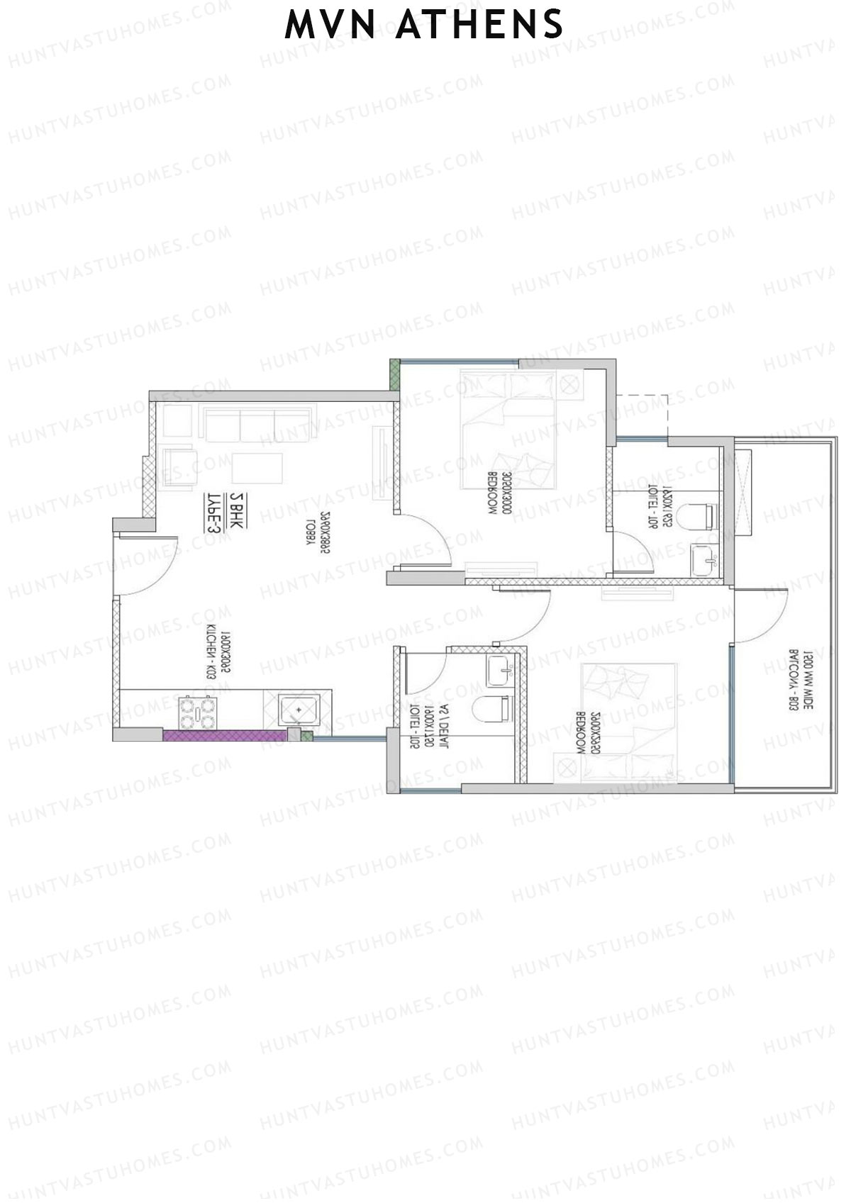 MVN Athens Tower B8 Unit 6 (Type 3) Floor Plan