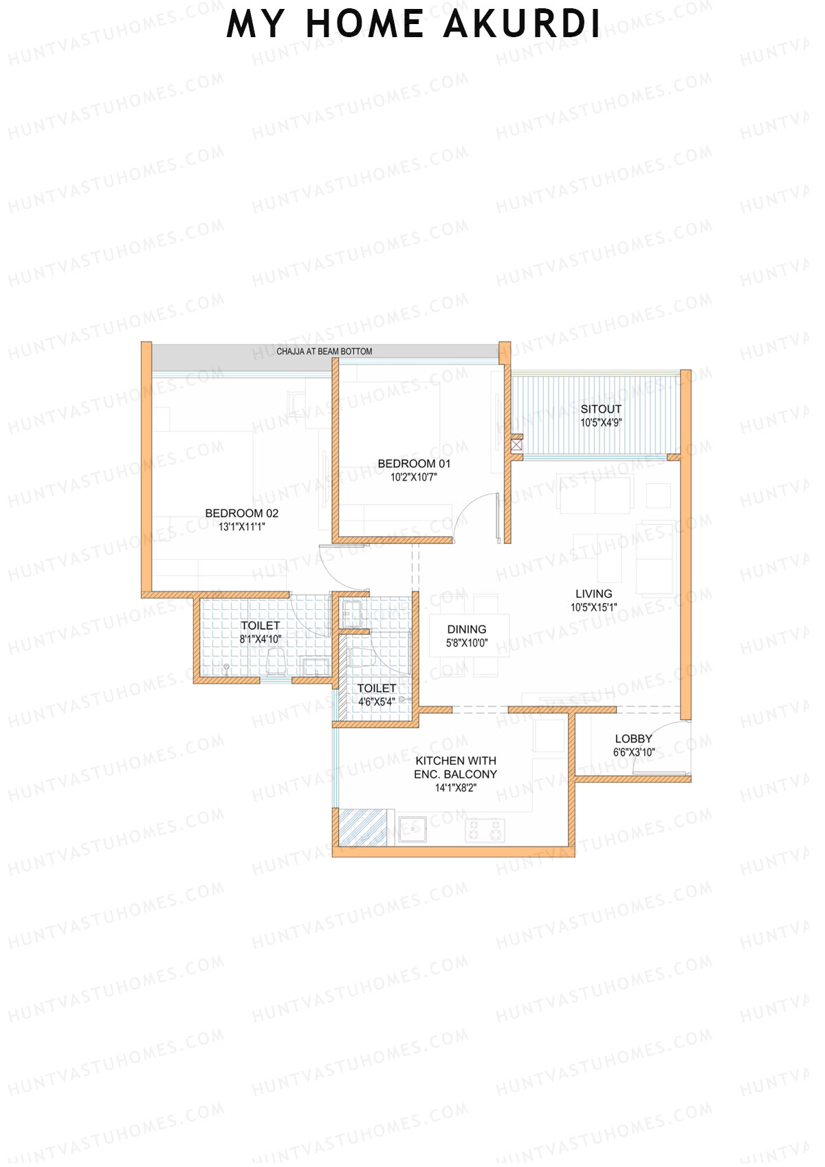 My Home Akurdi Wing A Unit 1 (Type 1) Floor Plan