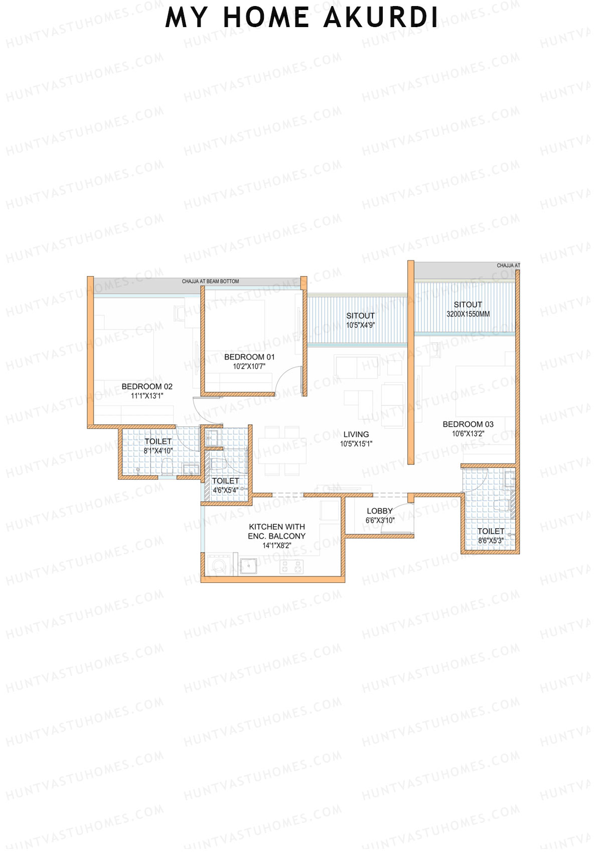 My Home Akurdi Wing A Unit 1 (Type 2) Floor Plan