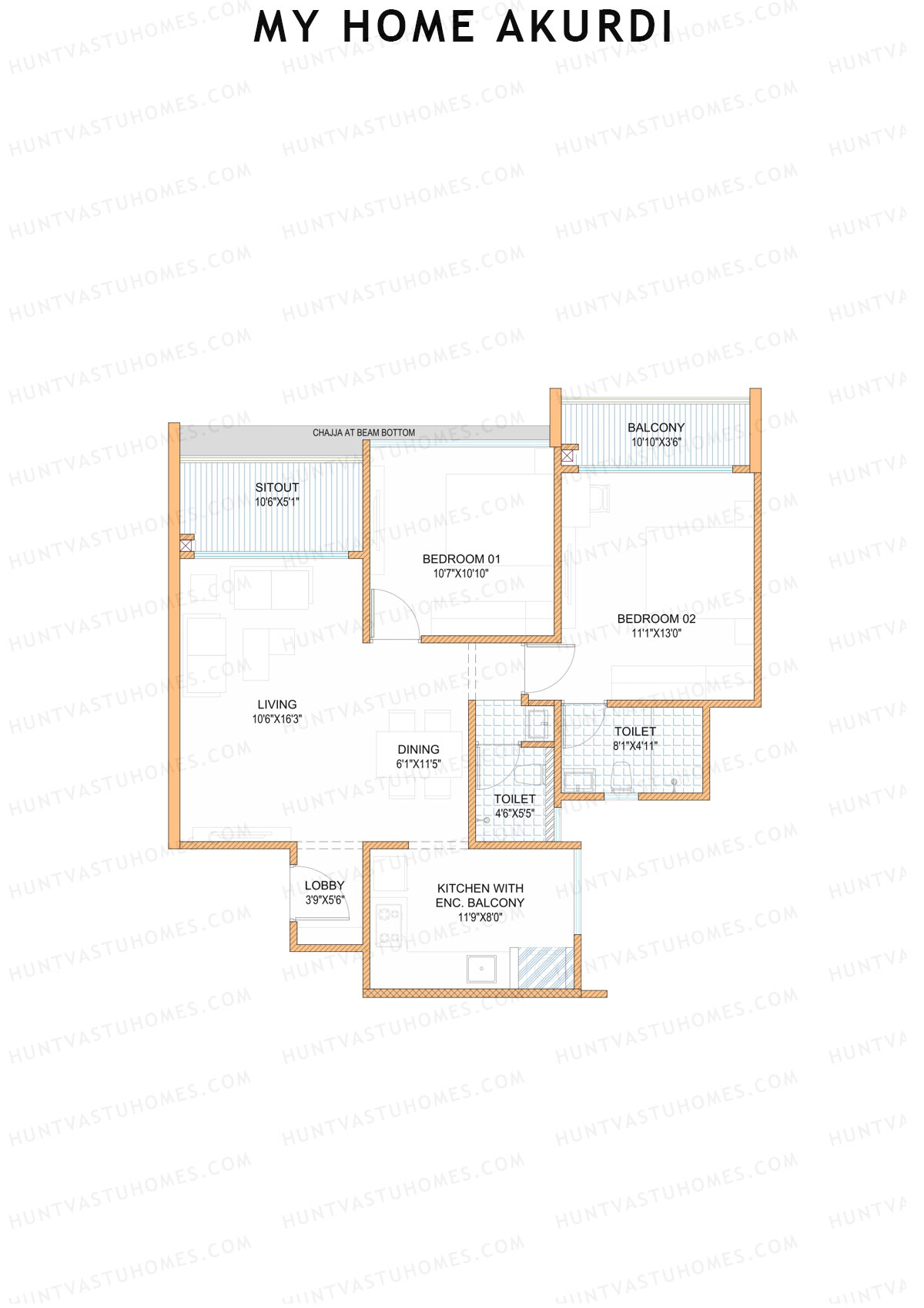 My Home Akurdi Wing A Unit 2 (Type 2) Floor Plan