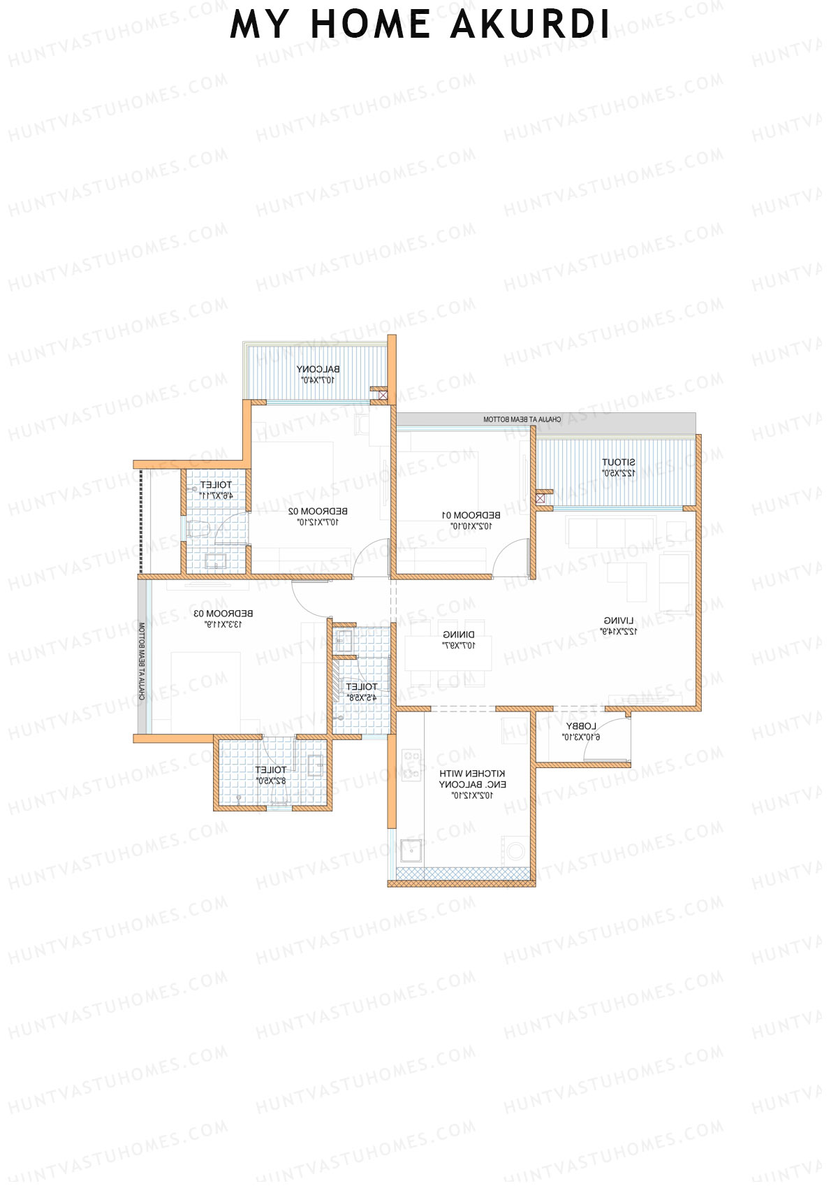 My Home Akurdi Wing B Unit 1 (Type 1) Floor Plan