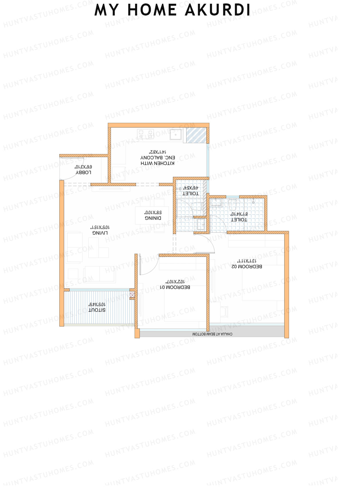 My Home Akurdi Wing B Unit 4 (Type 1) Floor Plan