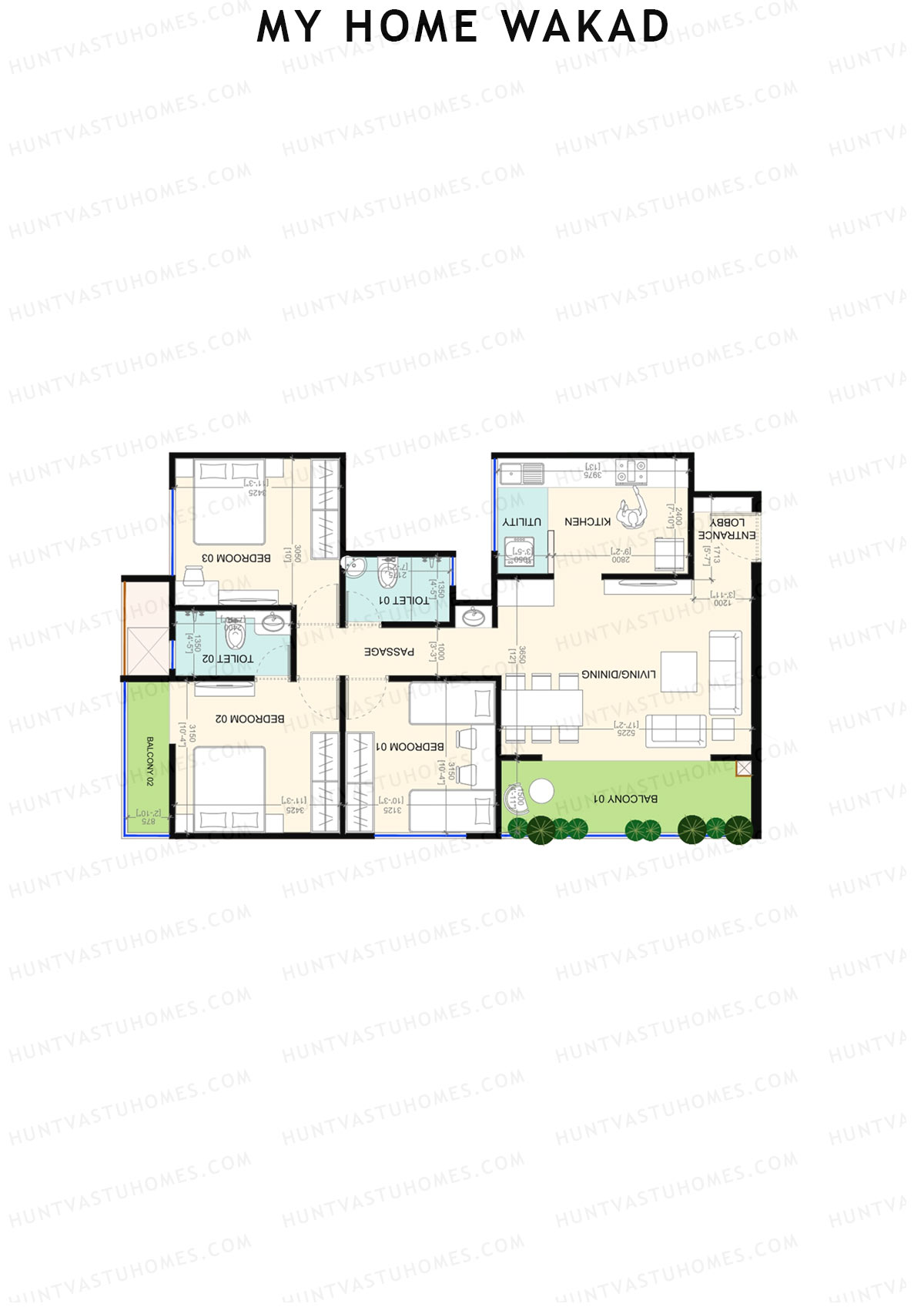 My Home Wakad Wing A Unit 2 (Type 1) Floor Plan