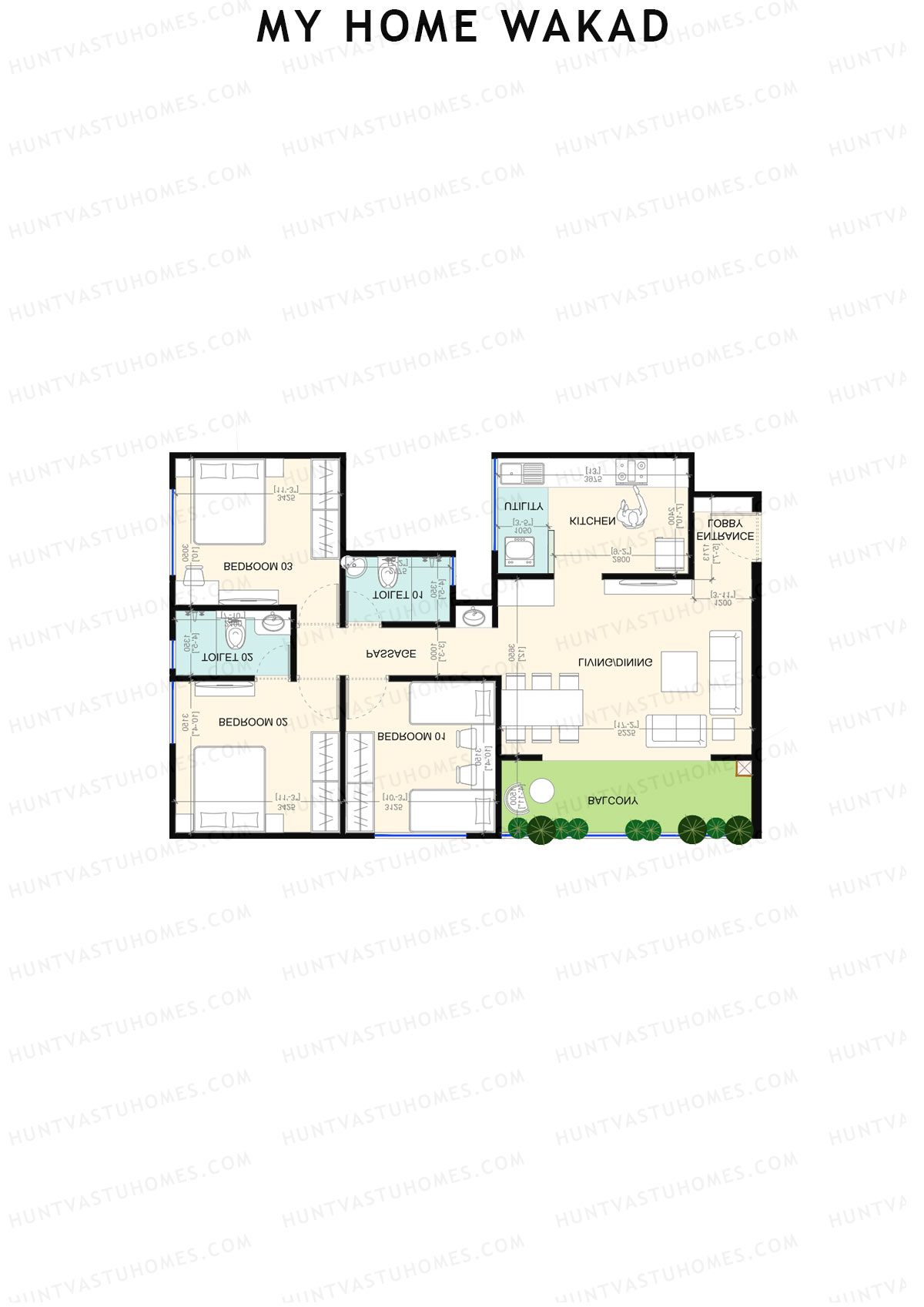 My Home Wakad Wing A Unit 2 (Type 2) Floor Plan