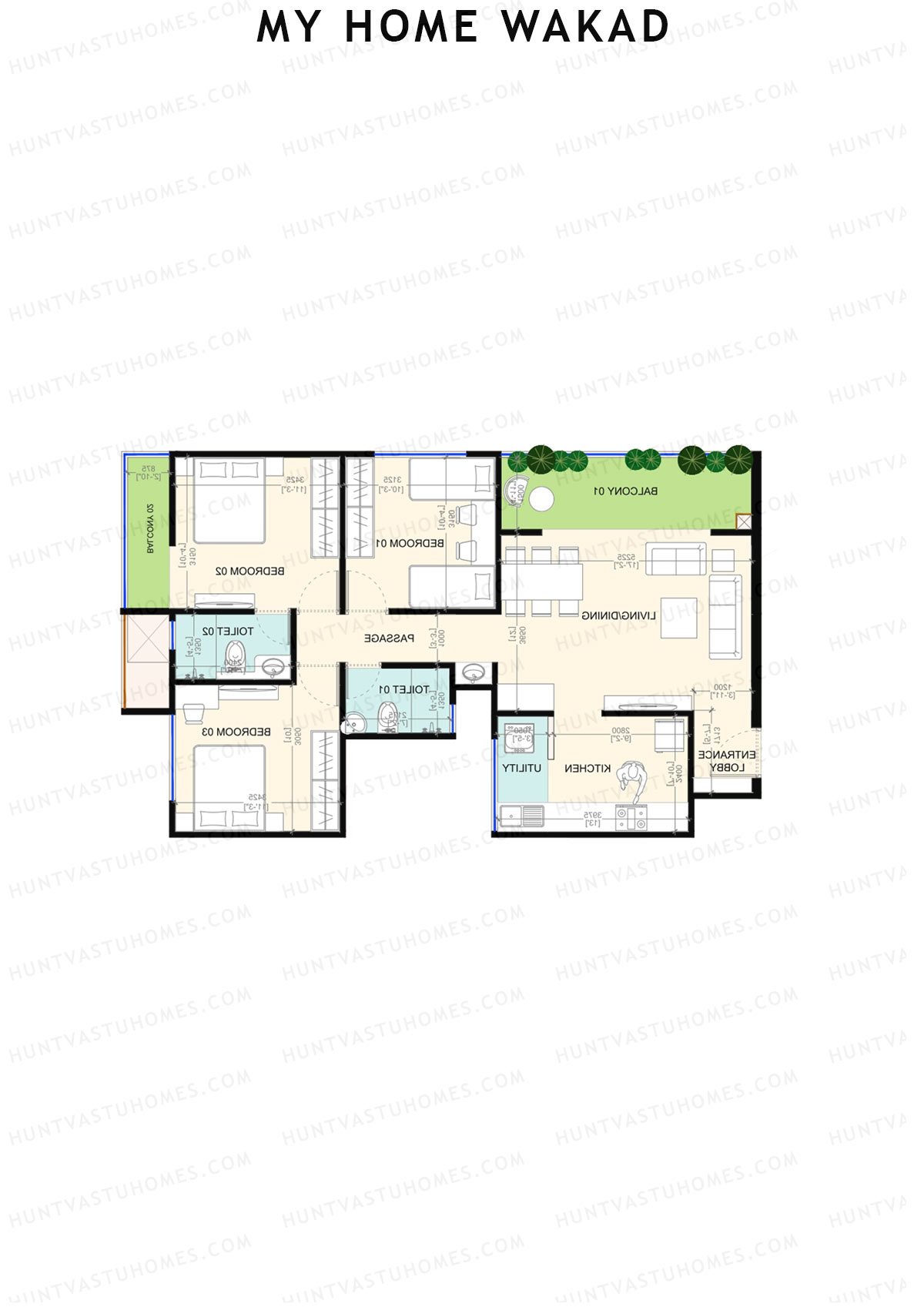 My Home Wakad Wing A Unit 3 (Type 1) Floor Plan