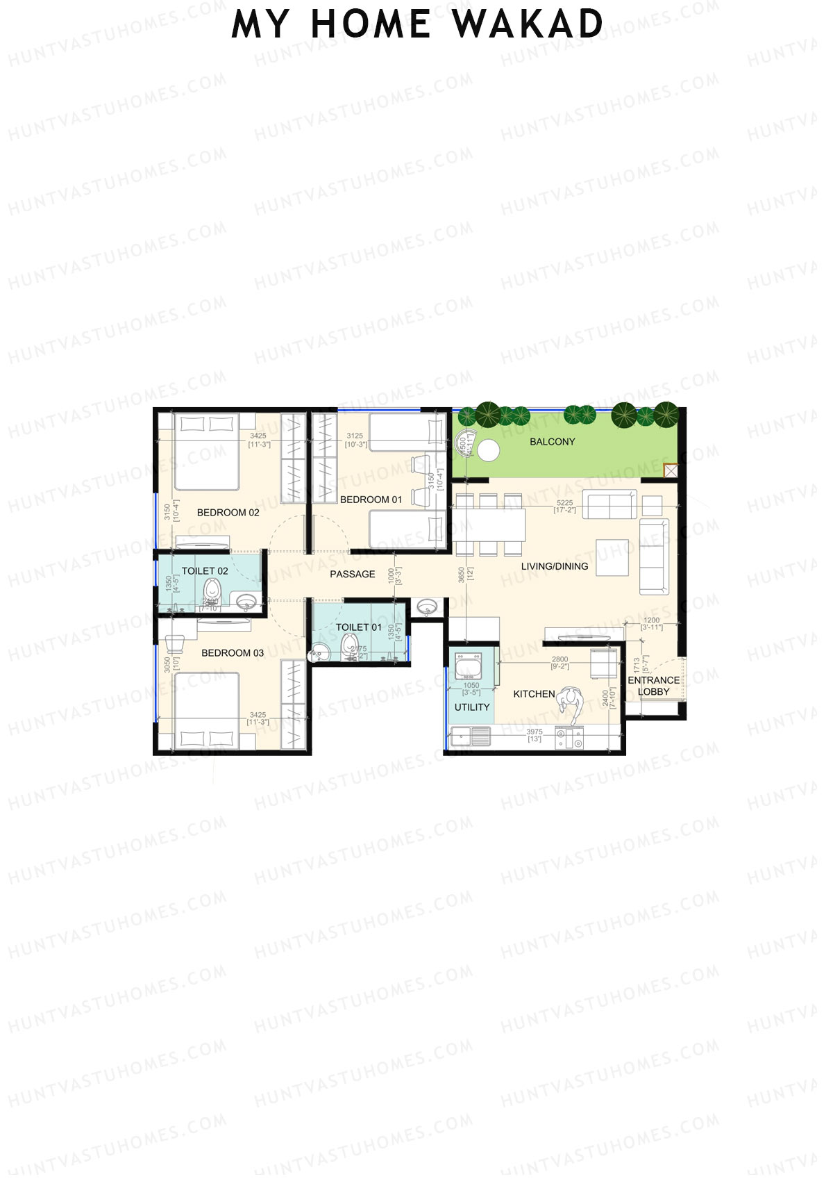 My Home Wakad Wing A Unit 3 (Type 2) Floor Plan