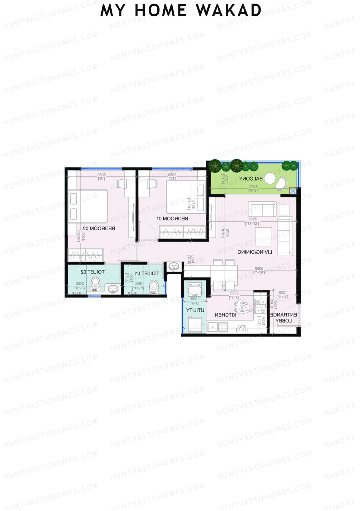 My Home Wakad Wing A Unit 5 (Type 1) Floor Plan