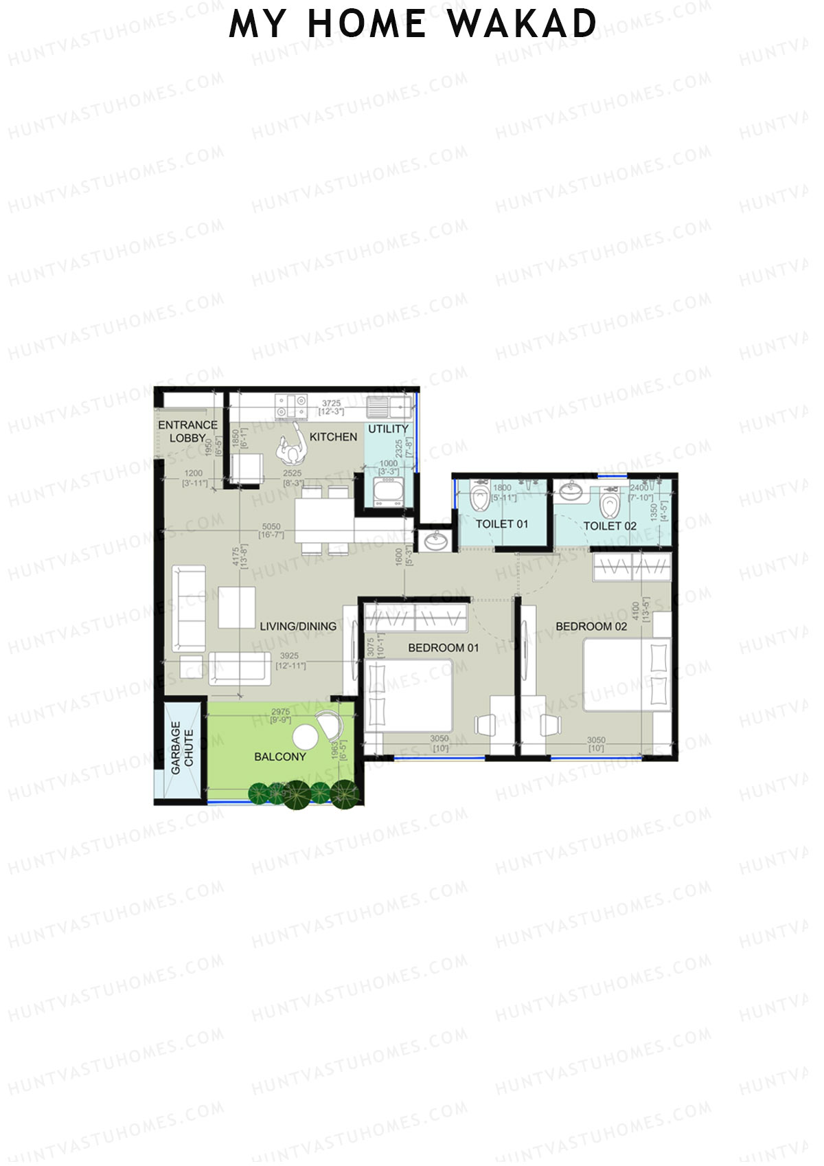 My Home Wakad Wing A Unit 7 (Type 3) Floor Plan